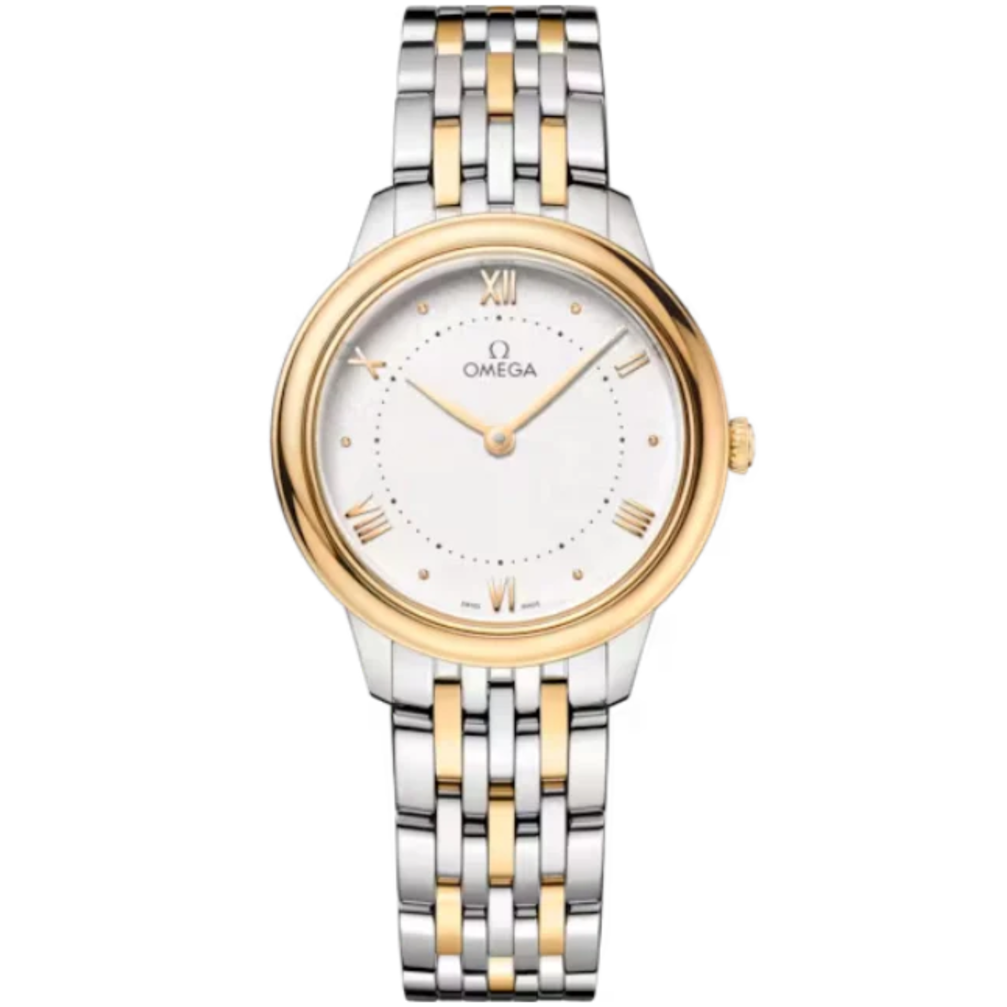 DE VILLE PRESTIGE 30 MM STAINLESS STEEL - YELLOW GOLD WITH SILVER DIAL - Omega