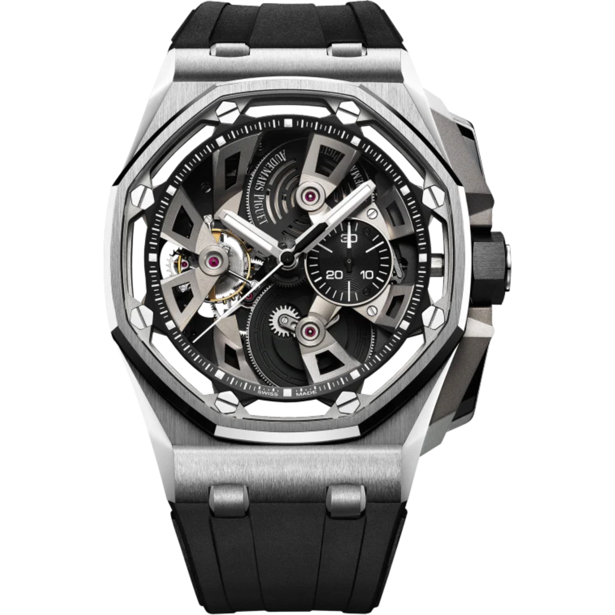 Royal Oak Offshore Tourbillon Chronograph 45MM Black Rubber Strap Black Dial Stainless Steel Case Stainless Steel Bezel - Audemars Piguet