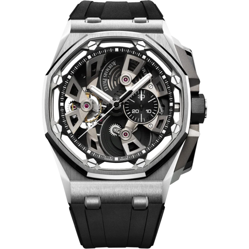 Royal Oak Offshore Tourbillon Chronograph 45MM Black Rubber Strap Black Dial Stainless Steel Case Stainless Steel Bezel - Audemars Piguet