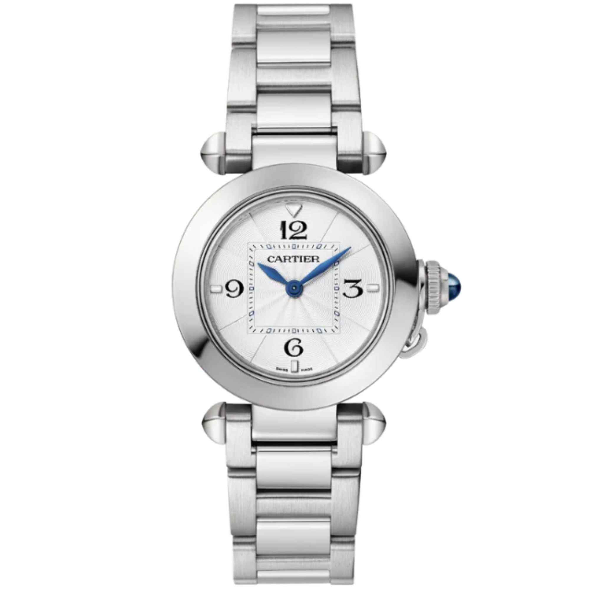 PASHA DE CARTIER 30 MM STAINLESS STEEL WITH OPALINE FLINQUE DIAL - Cartier