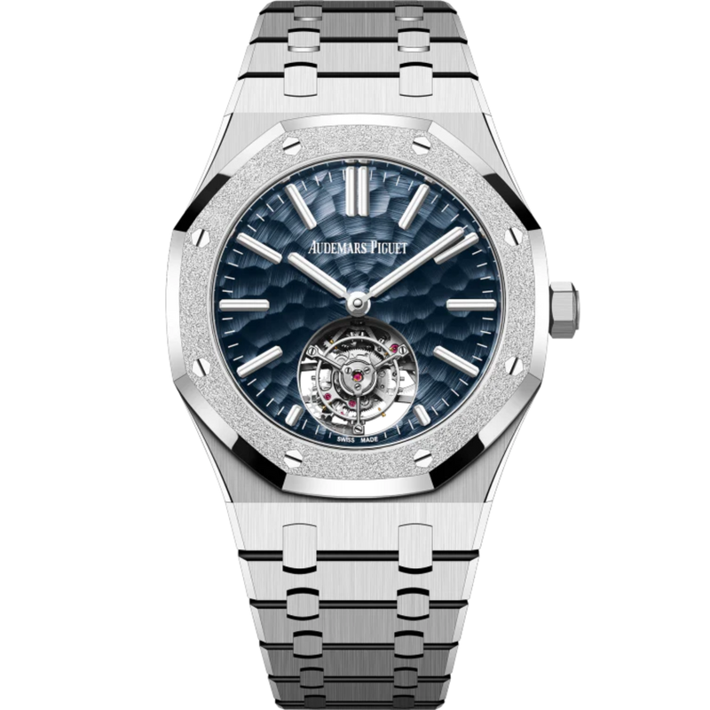 Royal Oak Selfwinding Flying Tourbillon 41MM 18-Carat White Gold Bracelet Blue Dimpled Dial 18-Carat White Gold Case - Audemars Piguet