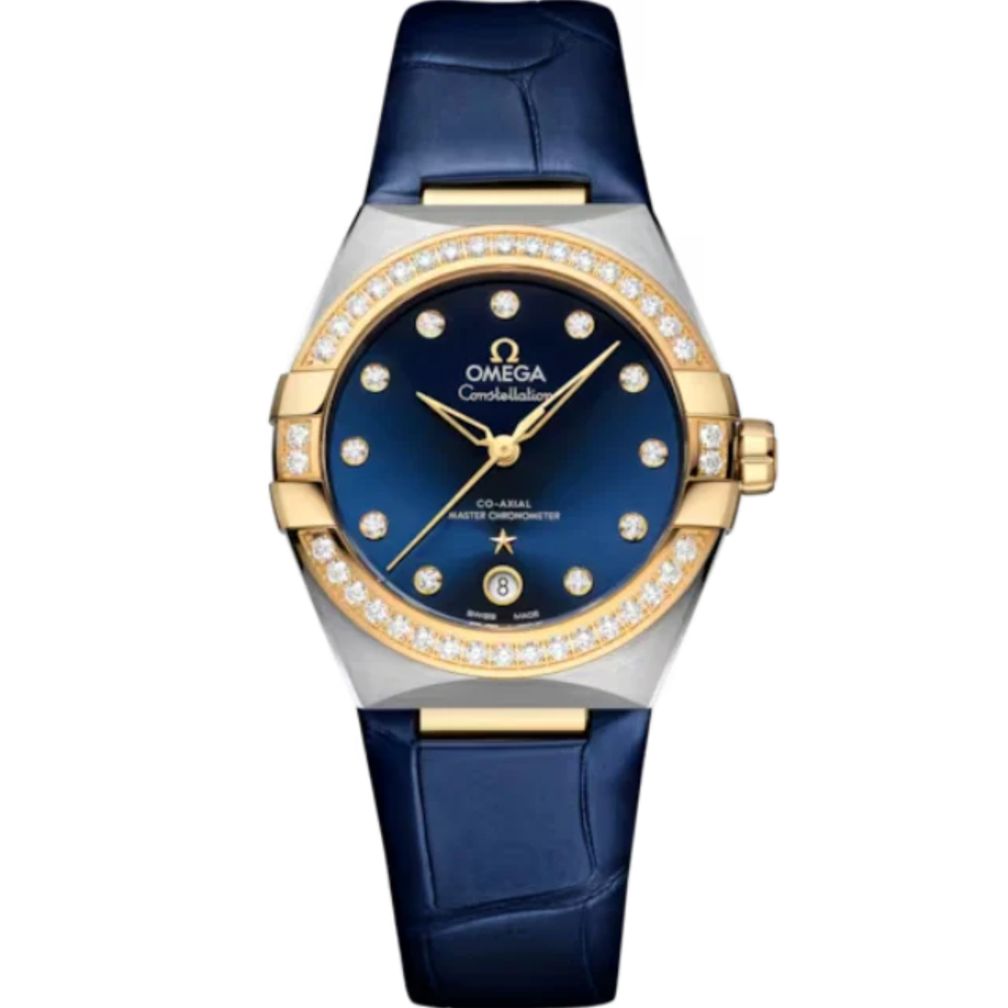 CONSTELLATION 36 MM STAINLESS STEEL - YELLOW GOLD WITH BLUE DIAL - Omega