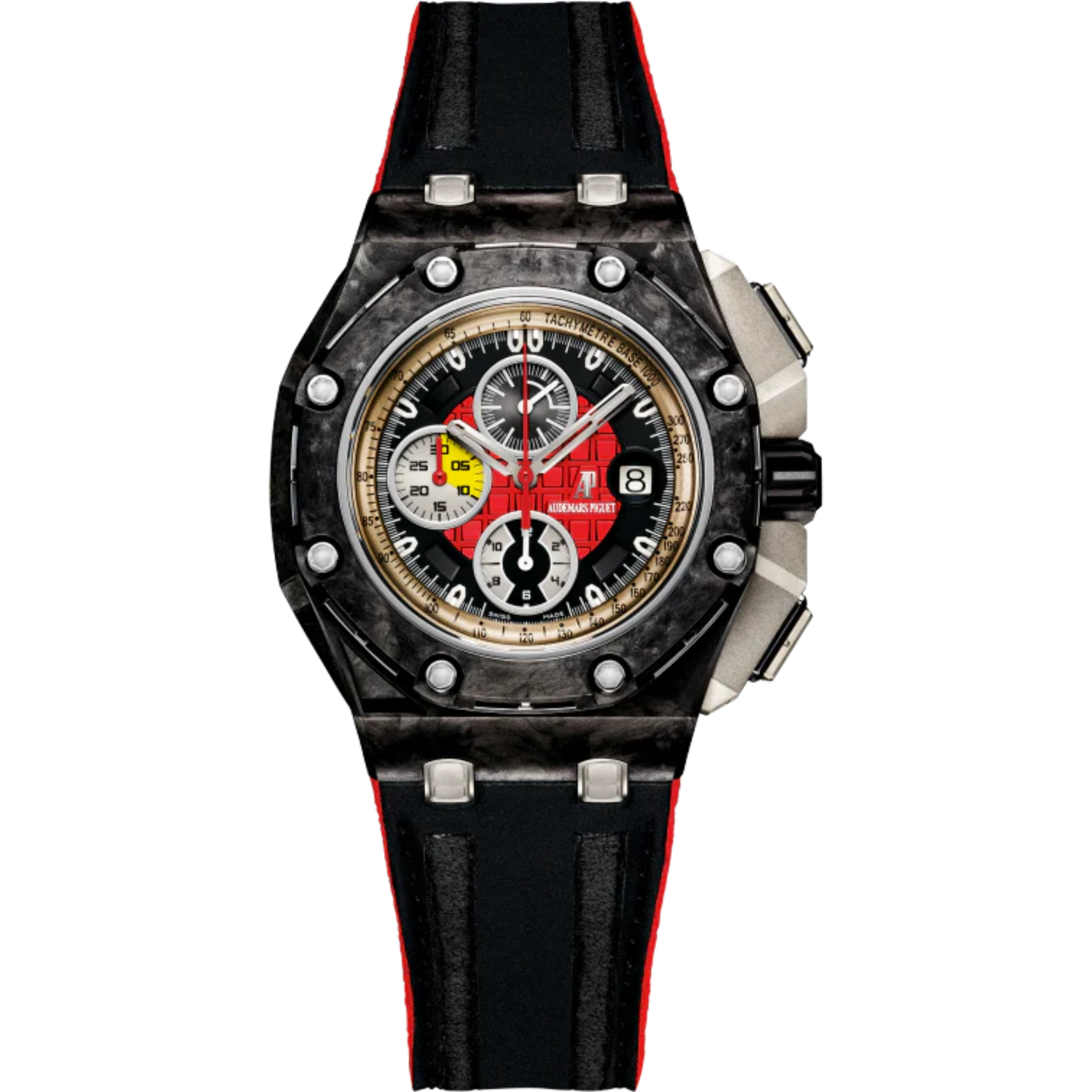Royal Oak Offshore Grand Prix Chronograph 44MM Black Leather Strap Red and Black Dial Forged Carbon Case - Audemars Piguet