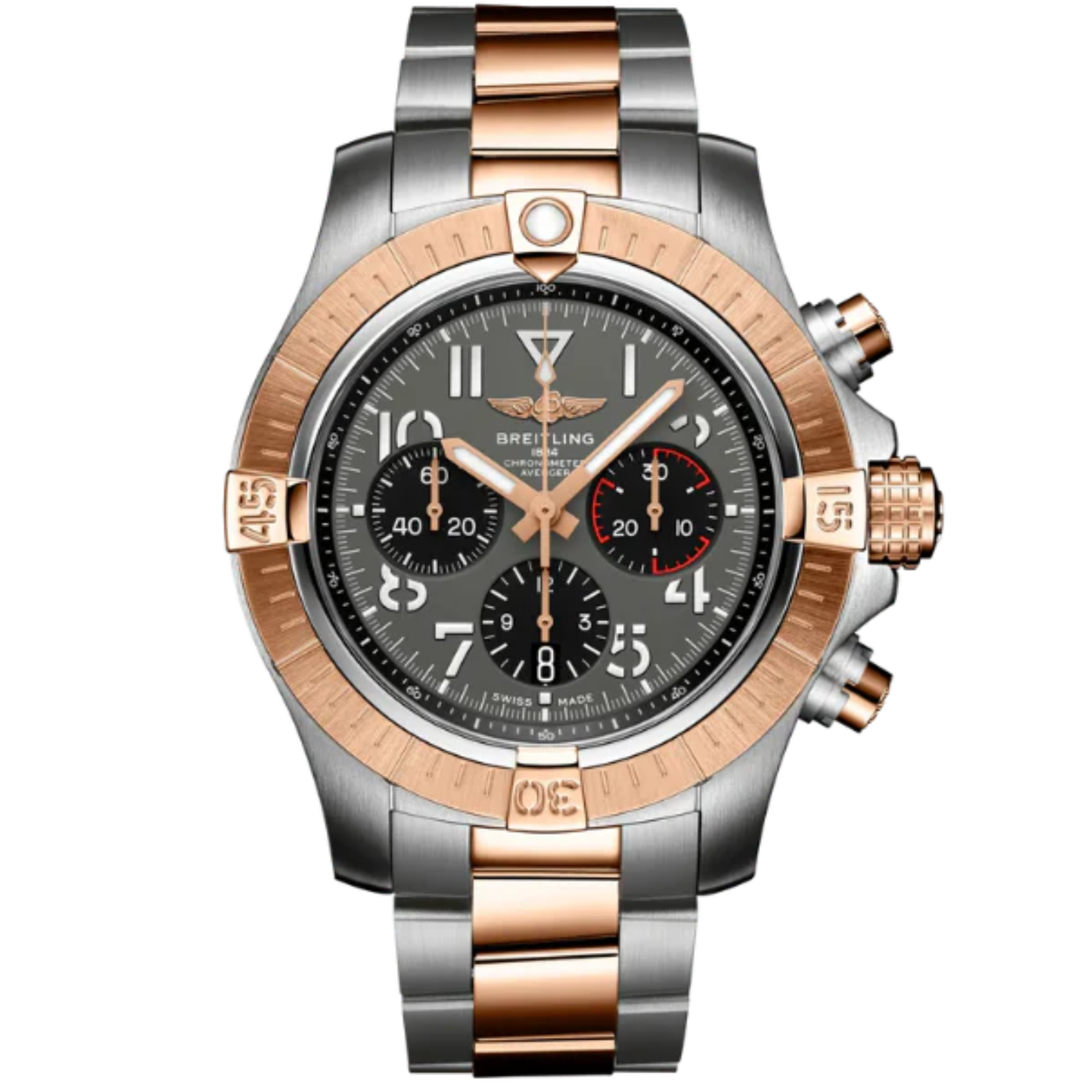 AVENGER B01 CHRONOGRAPH 45 MM STAINLESS STEEL & 18K ROSE GOLD AND ANTHRACITE GRAY DIAL - Breitling