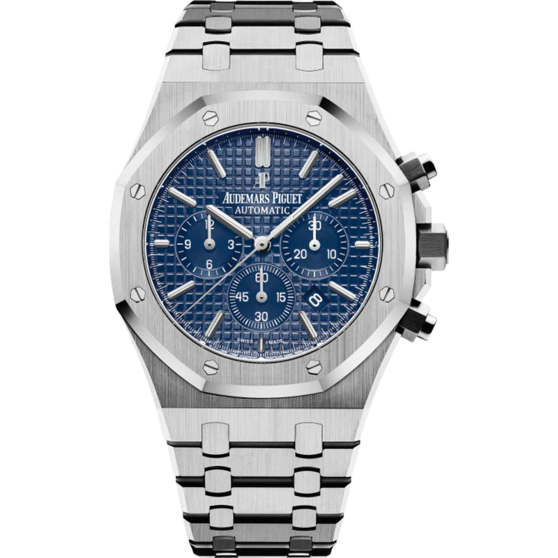 Royal Oak Chronograph 41MM Stainless Steel Bracelet Blue Dial With Grande Tapisserie Pattern Stainless Steel Case - Audemars Piguet