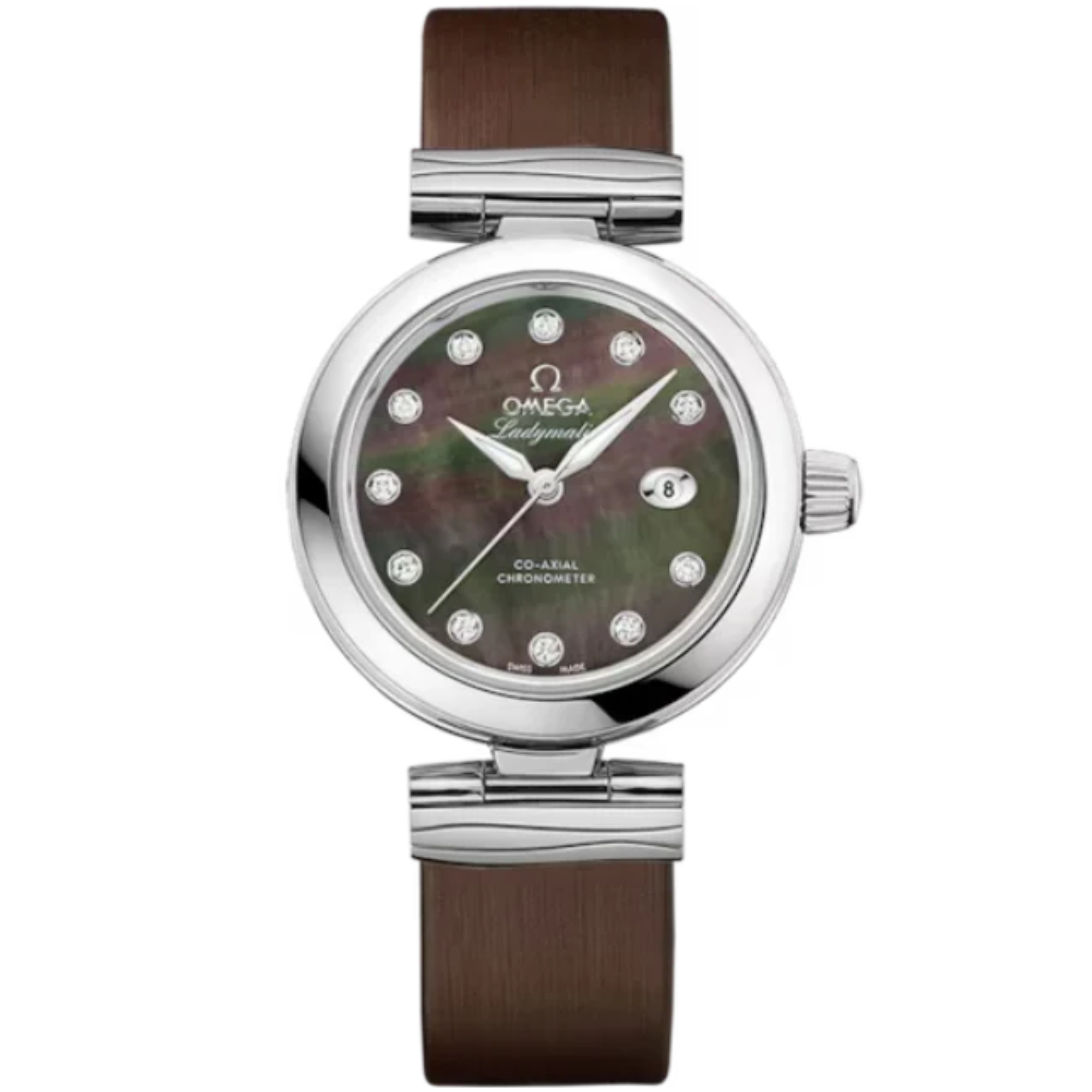 DE VILLE LADYMATIC 34 MM STAINLESS STEEL WITH BLACK MOTHER OF PEARL DIAL - Omega