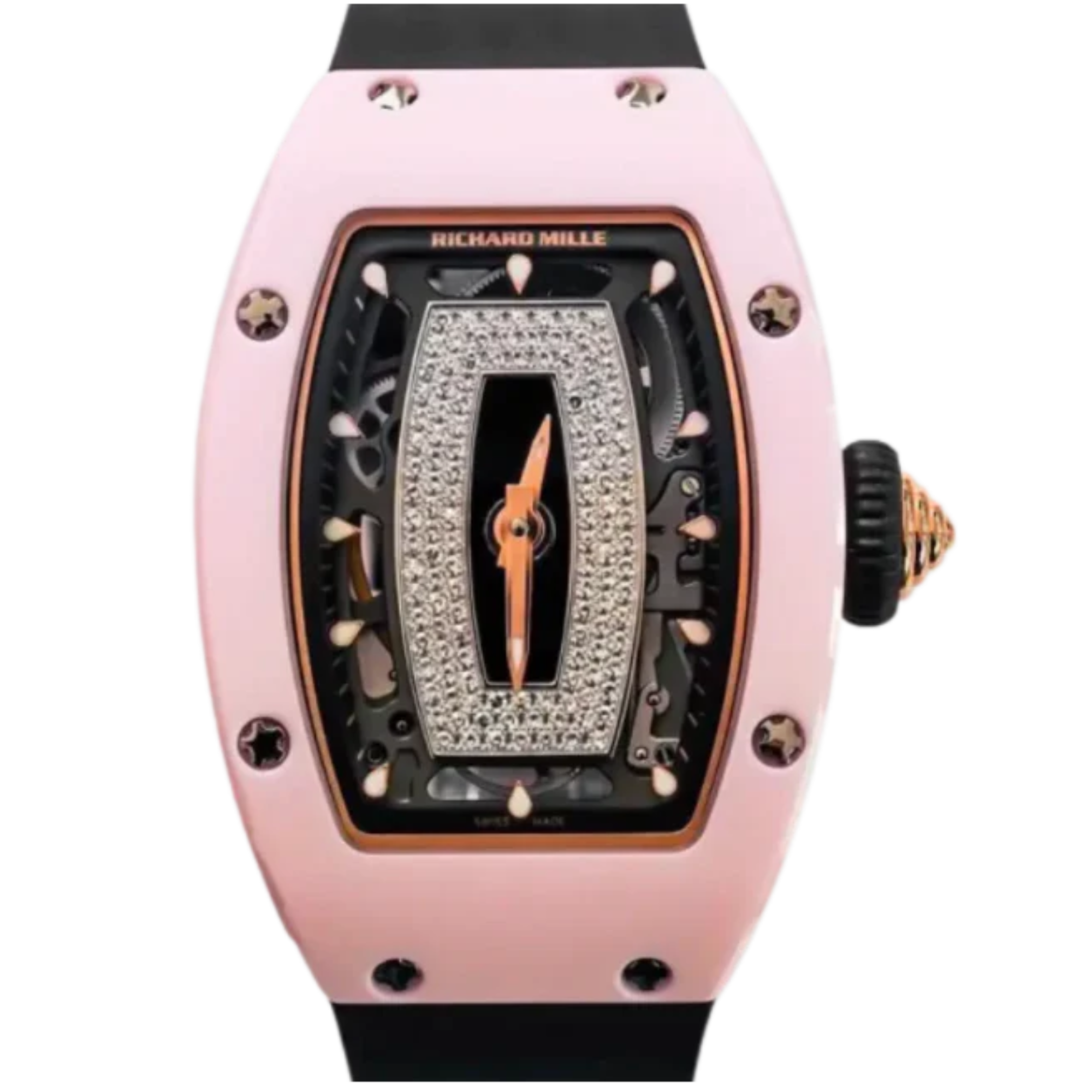 RM 07-01 Pink Ceramic Rubber Strap Pink Ceramic Case - Richard Mille