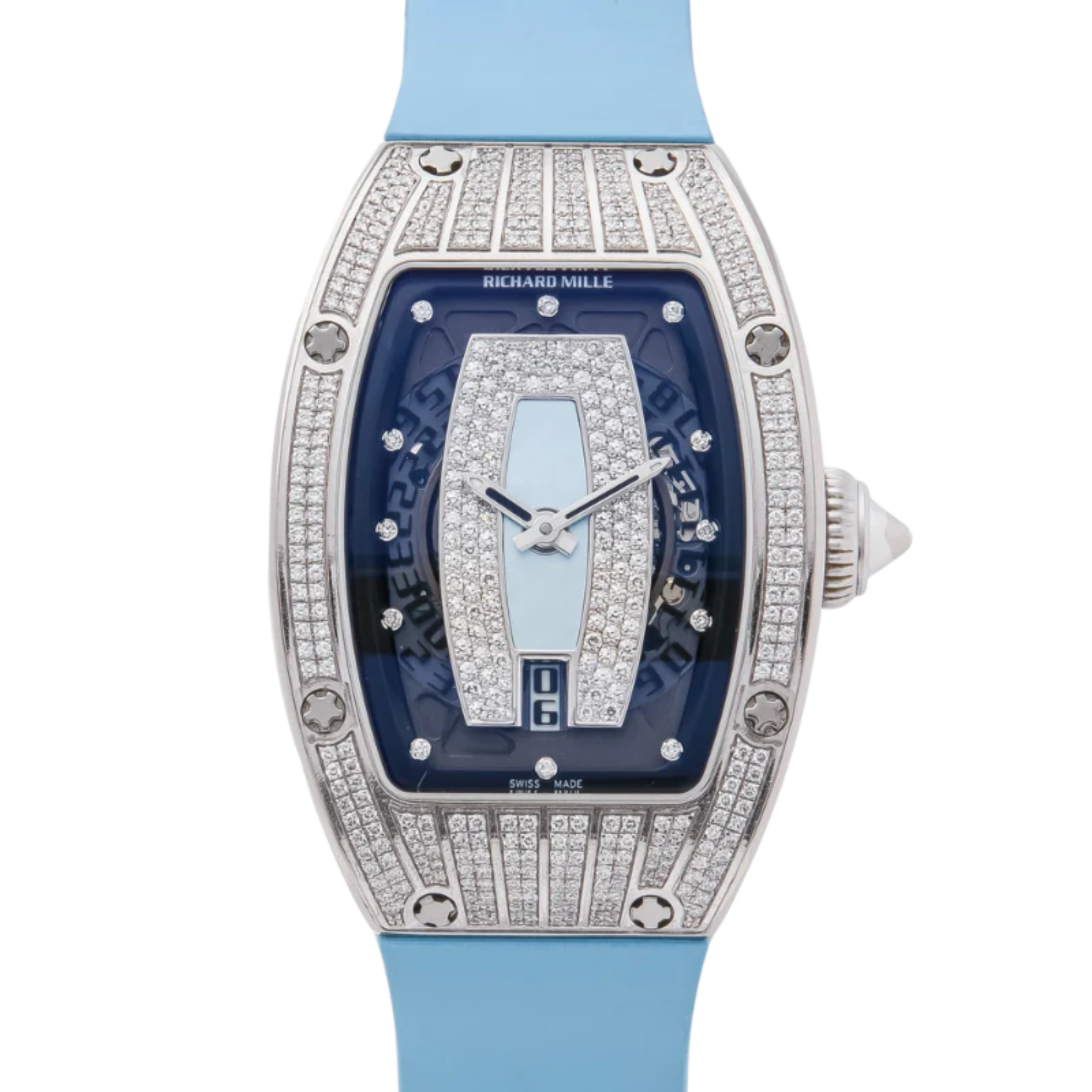 RM 007 Diamond Pave White Gold Rubber Strap White Gold Case - Richard Mille