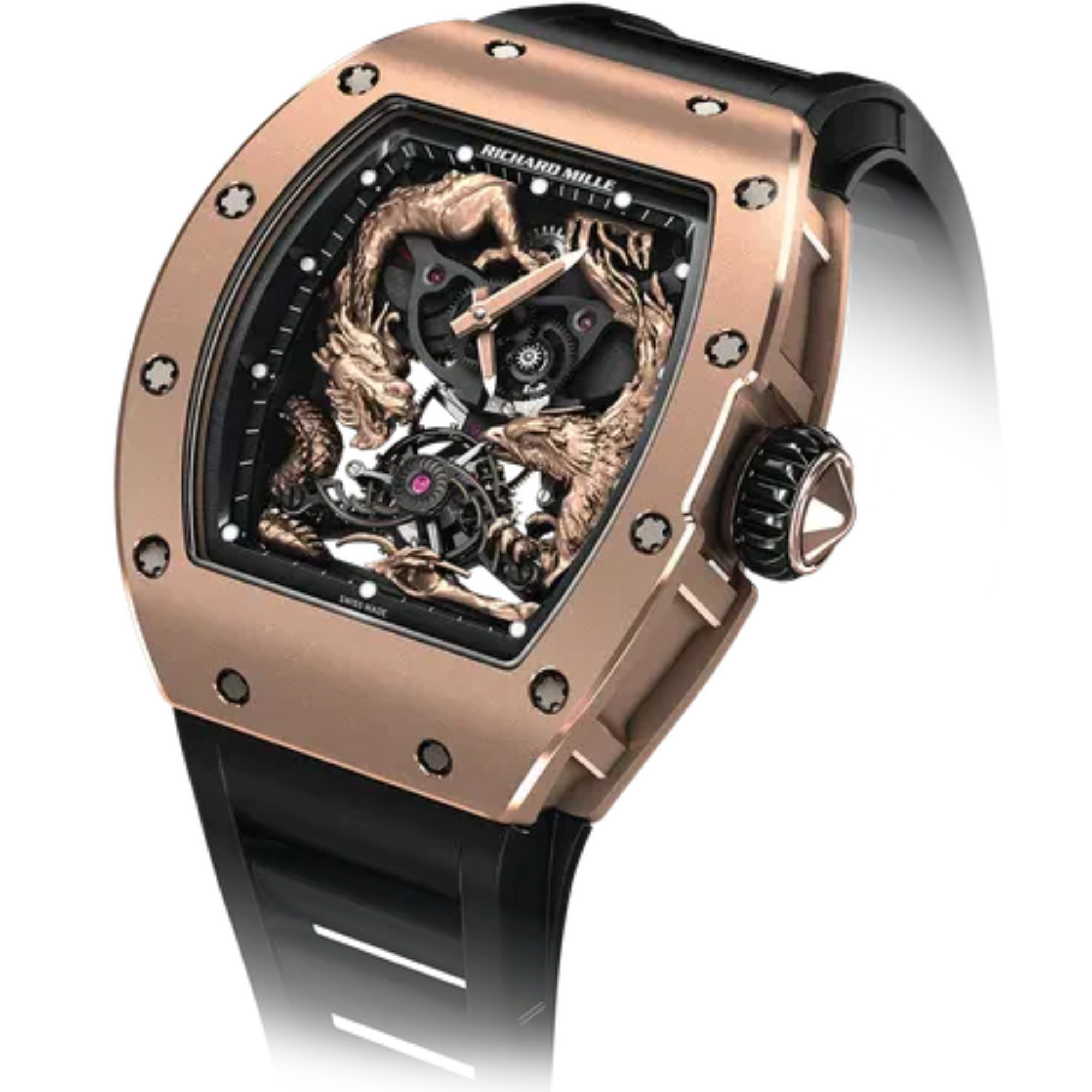 RM 57-01 Tourbillon Jackie Chan Rubber Strap 3N Rose Gold the Phoenix and the Dragon Rose Gold Case - Richard Mille