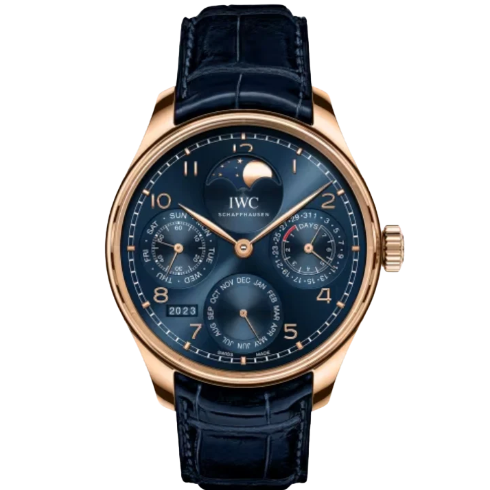 PORTUGIESER PERPETUAL CALENDAR BOUTIQUE EDITION 44 MM ARMOR GOLD WITH BLUE DIAL - IWC