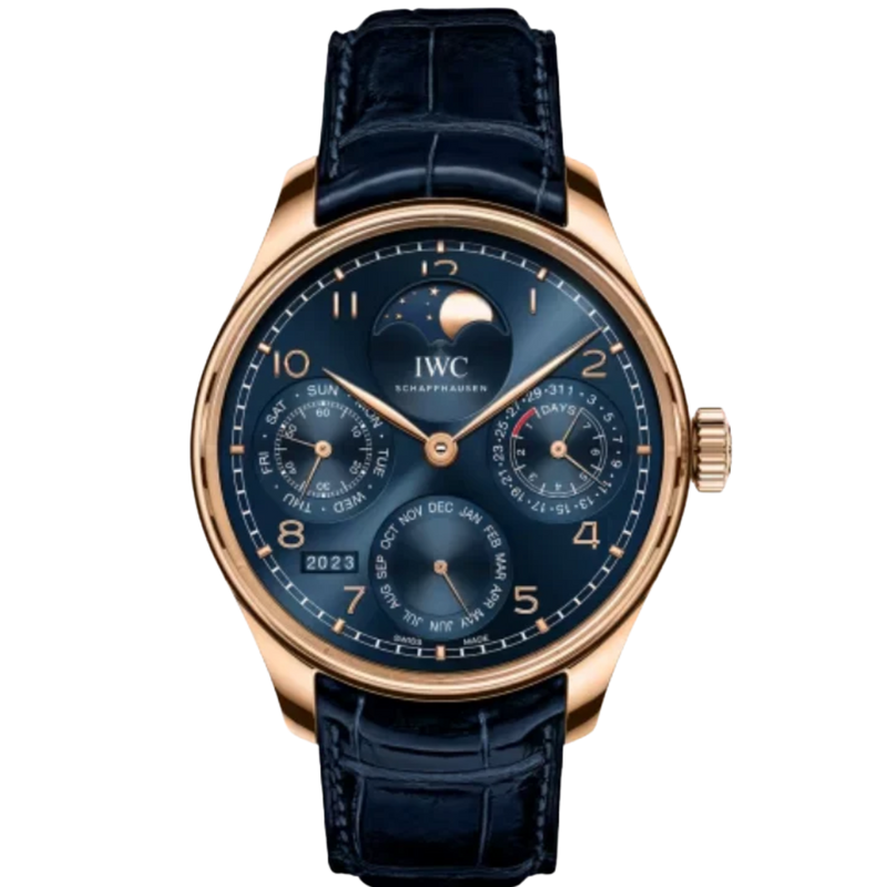 PORTUGIESER PERPETUAL CALENDAR BOUTIQUE EDITION 44 MM ARMOR GOLD WITH BLUE DIAL - IWC