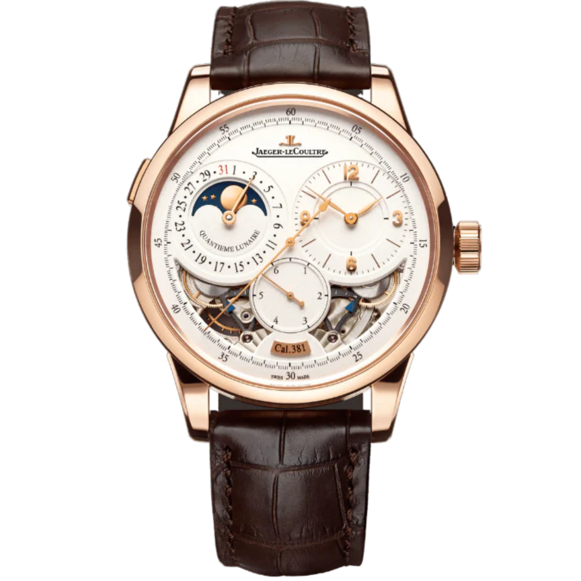 DUOMÈTRE QUANTIEME LUNAIRE 42 MM 18K ROSE GOLD WITH SILVER GREY GRAINED DIAL - Jaeger-LeCoultre