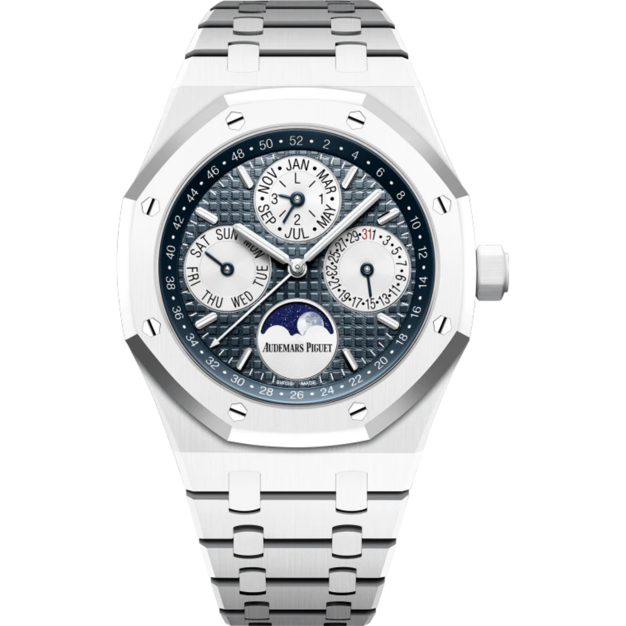 Royal Oak Perpetual Calendar 41MM White Ceramic Bracelet Blue Dial White Ceramic Case - Audemars Piguet