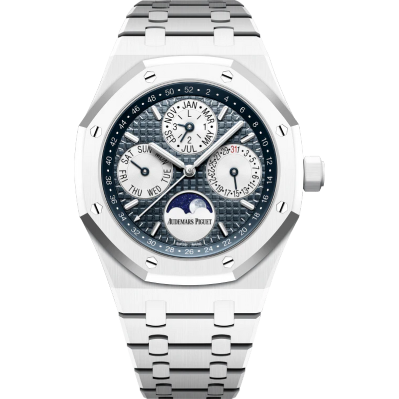 Royal Oak Perpetual Calendar 41MM White Ceramic Bracelet Blue Dial White Ceramic Case - Audemars Piguet