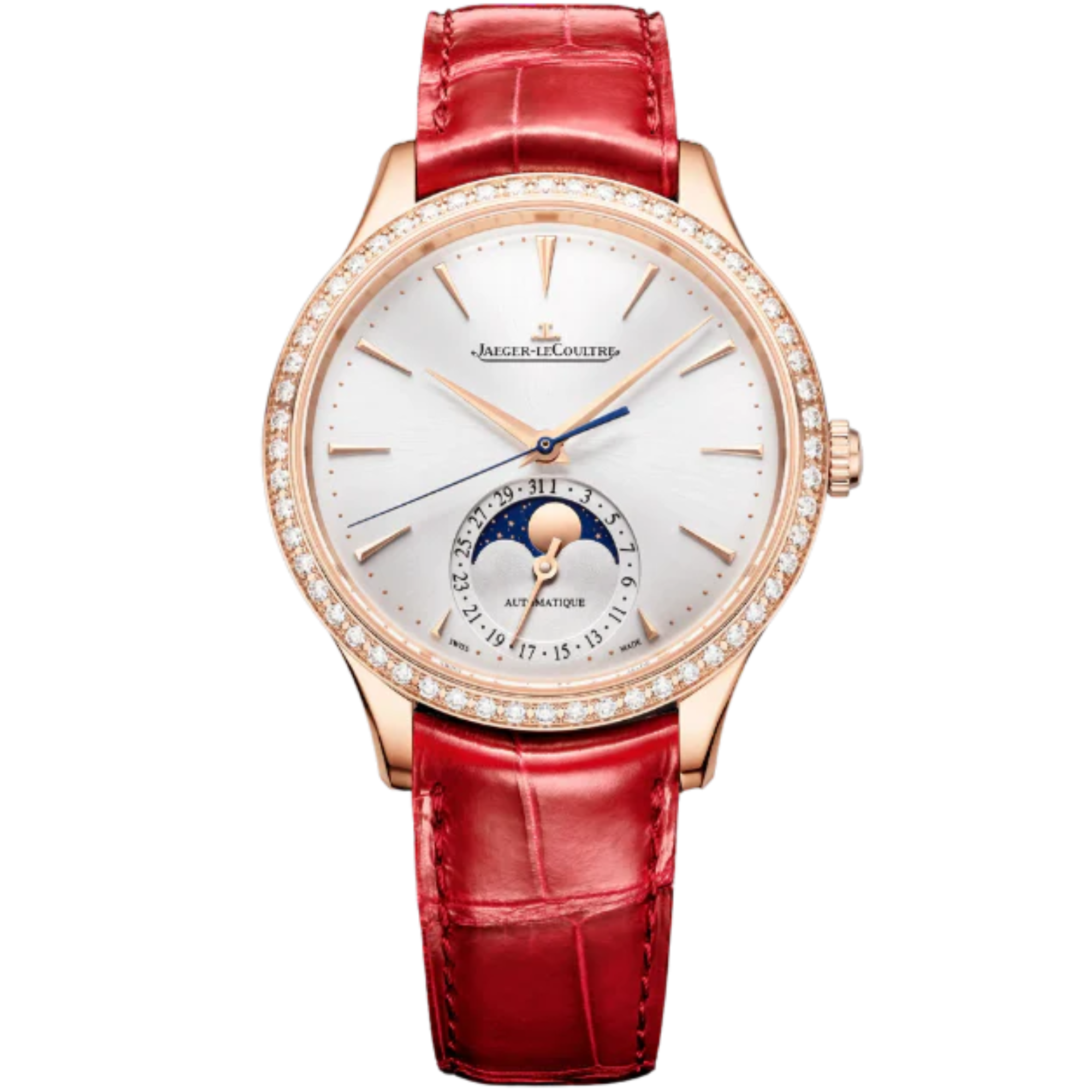 MASTER ULTRA THIN MOON 36 MM 18K ROSE GOLD WITH SILVER GREY SUNRAY BRUSH  DIAL - Jaeger-LeCoultre