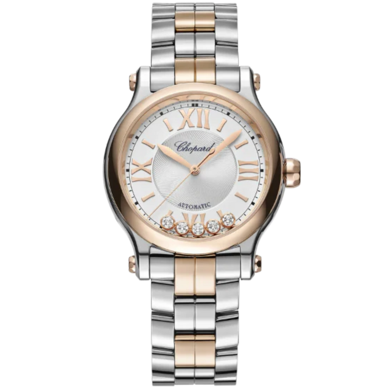 HAPPY SPORT 33 MM LUCENT STEEL™ - ETHICAL ROSE GOLD WITH SILVER DIAL - Chopard