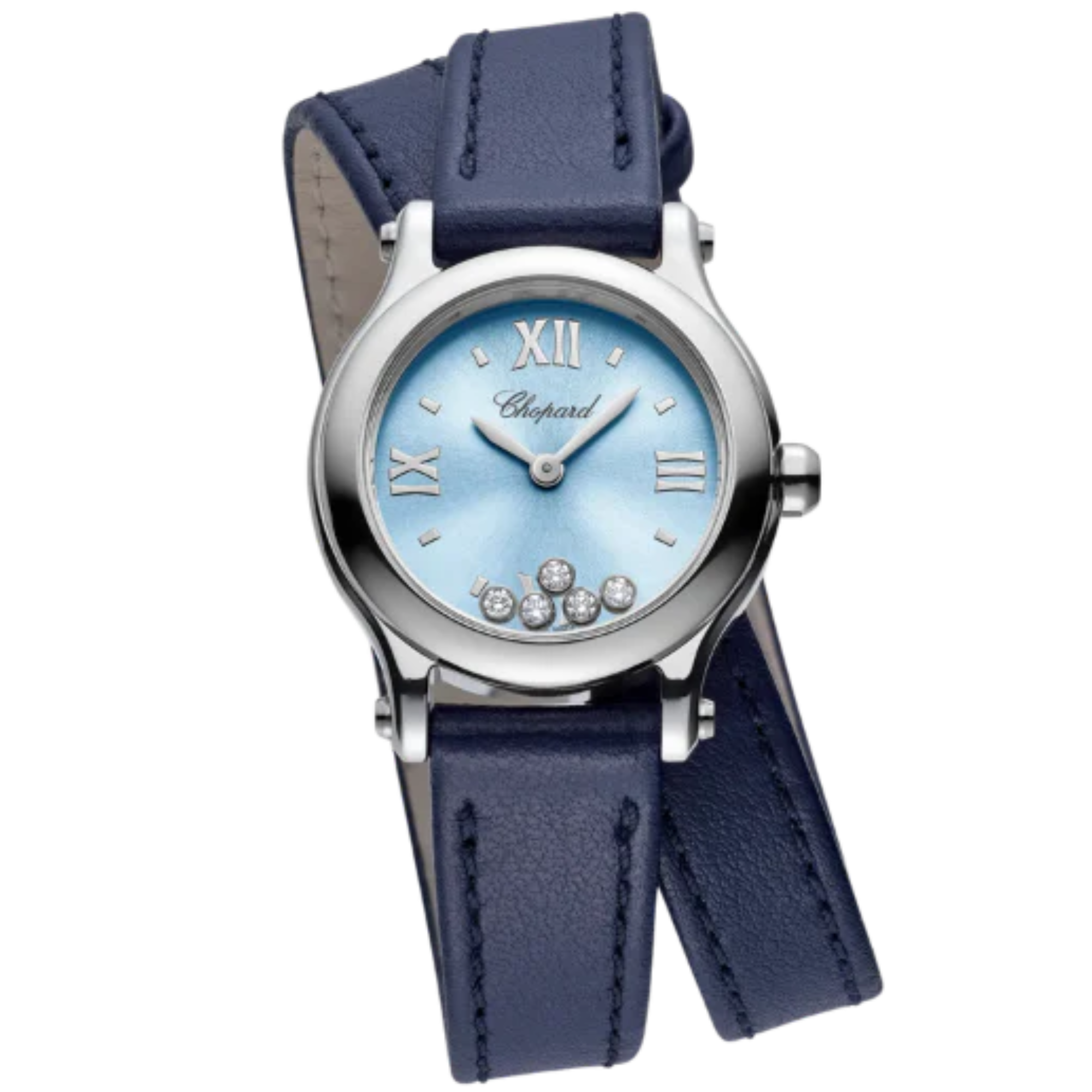 HAPPY SPORT 25 MM LUCENT STEEL™ WITH BLUE DIAL - Chopard