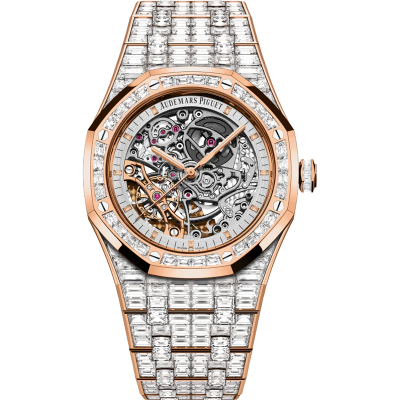 Royal Oak Double Balance Wheel Openworked 41MM 18-Carat Pink Gold Bracelet Openworked Rhodium-Toned Dial 18-Carat Pink Gold Case - Audemars Piguet