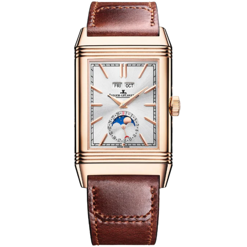 REVERSO TRIBUTE DUOFACE CALENDAR 49 MM 18K ROSE GOLD WITH  SILVER GREY AND GRAY SUNRAY BRUSHED DIAL - Jaeger-LeCoultre
