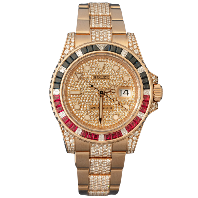 Rolex GMT Ref. 126755SARU Rose Gold Saru Full Pave - Rolex