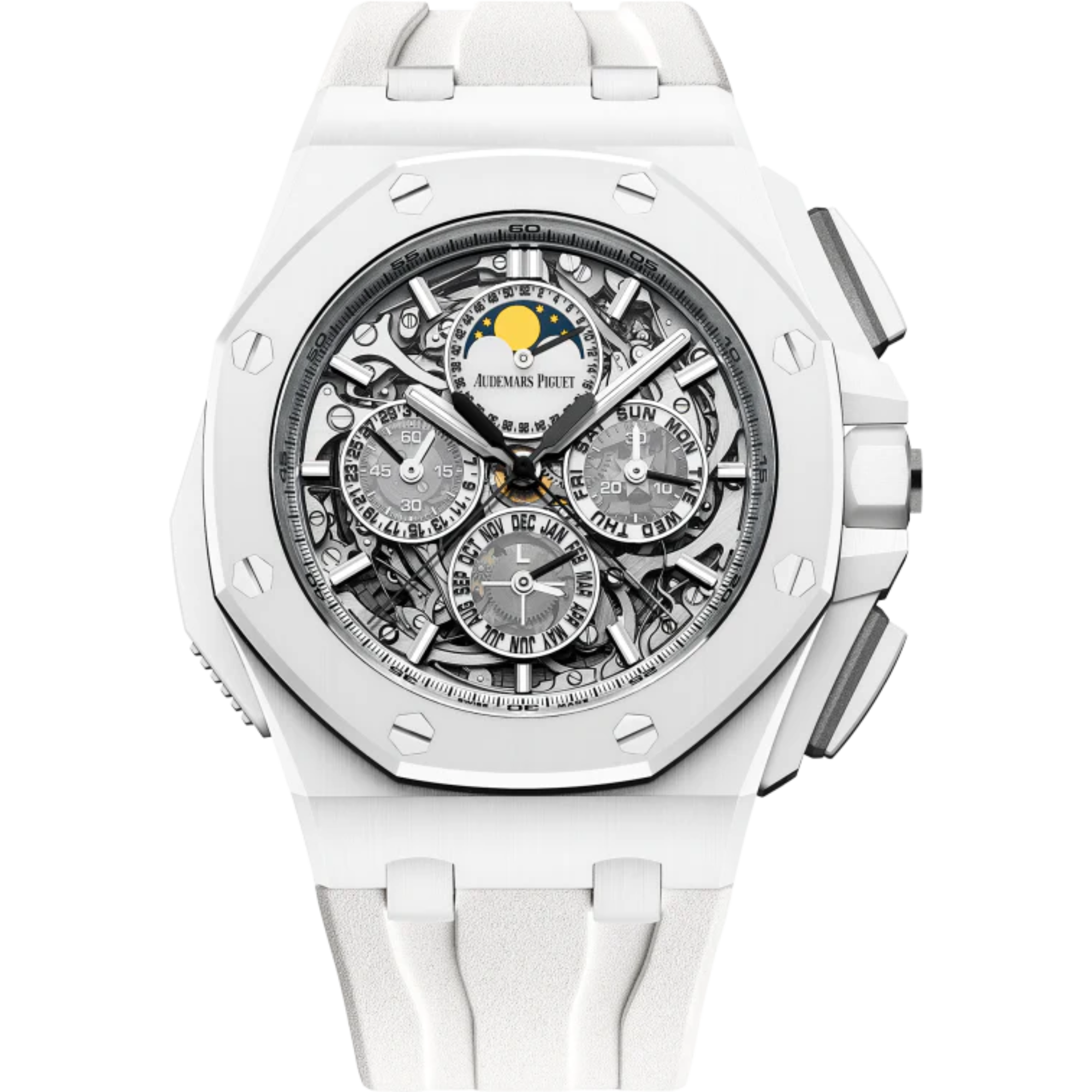 Royal Oak Offshore Grande Complication 44MM White Rubber Strap Sapphire Dial White Ceramic Case - Audemars Piguet