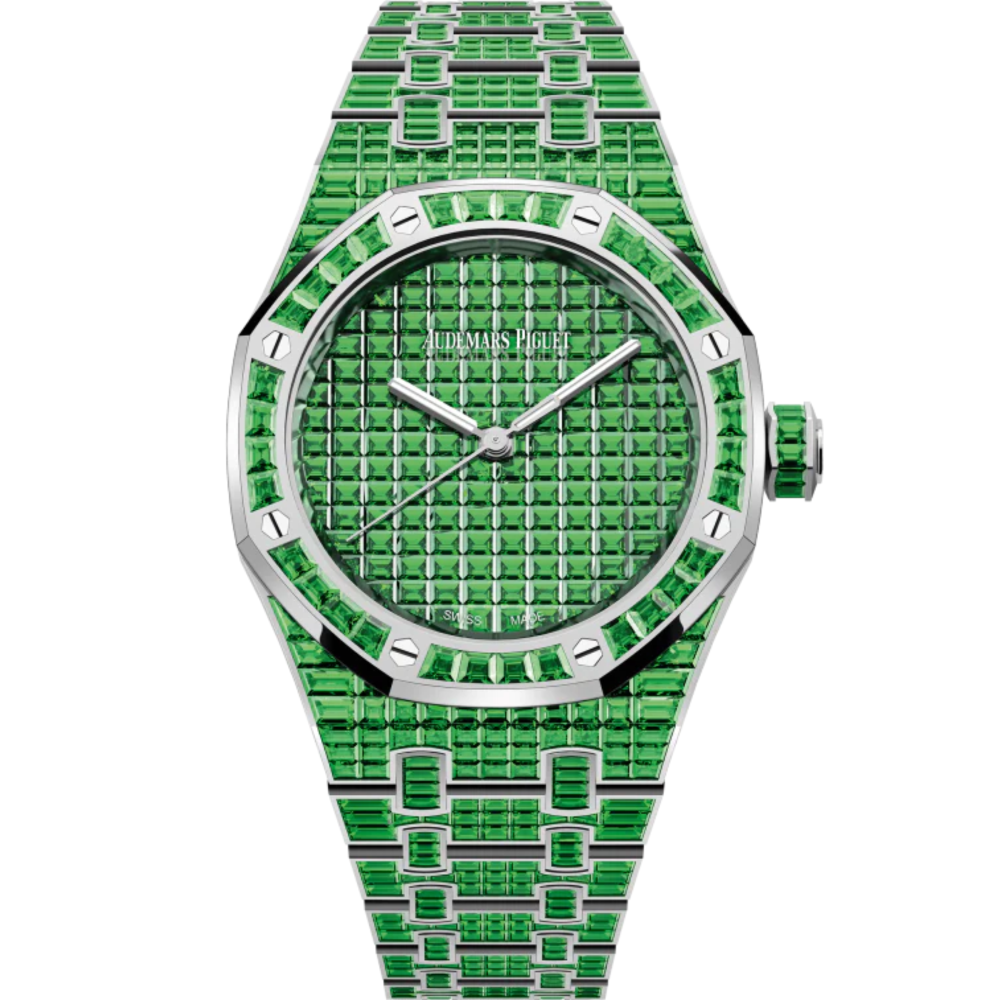 Royal Oak Selfwinding Tsavorite 50th Anniversary 37MM 18-Carat White Gold Bracelet 18-Carat White Gold Dial 18-Carat White Gold Case Set With Baguette-Cut Tsavorites - Audemars Piguet