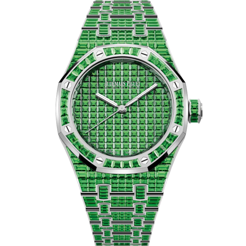 Royal Oak Selfwinding Tsavorite 50th Anniversary 37MM 18-Carat White Gold Bracelet 18-Carat White Gold Dial 18-Carat White Gold Case Set With Baguette-Cut Tsavorites - Audemars Piguet