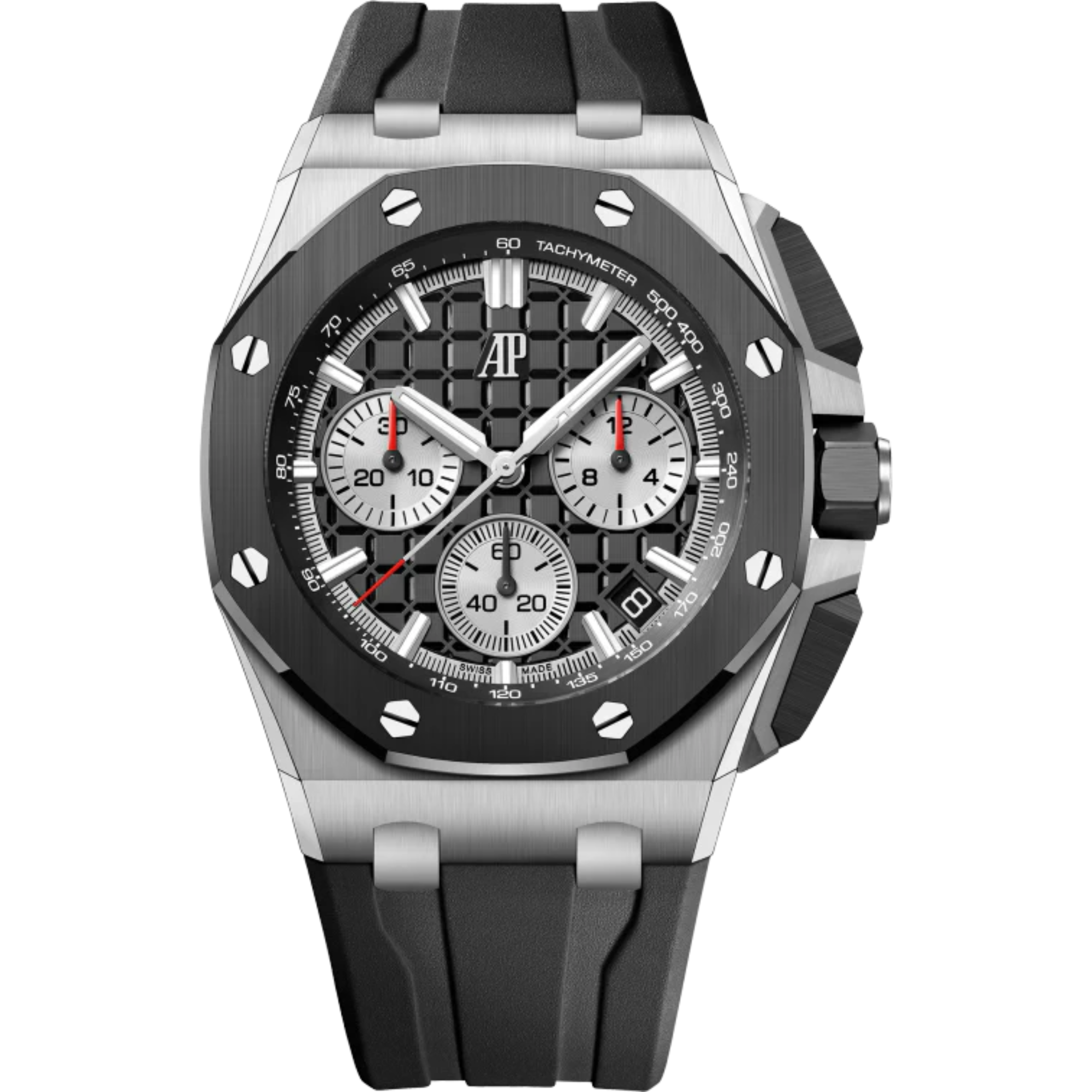 Royal Oak Offshore Selfwinding Chronograph 43MM Black Rubber Strap Black Dial With Méga Tapisserie Pattern Stainless Steel Case Black Ceramic Bezel - Audemars Piguet