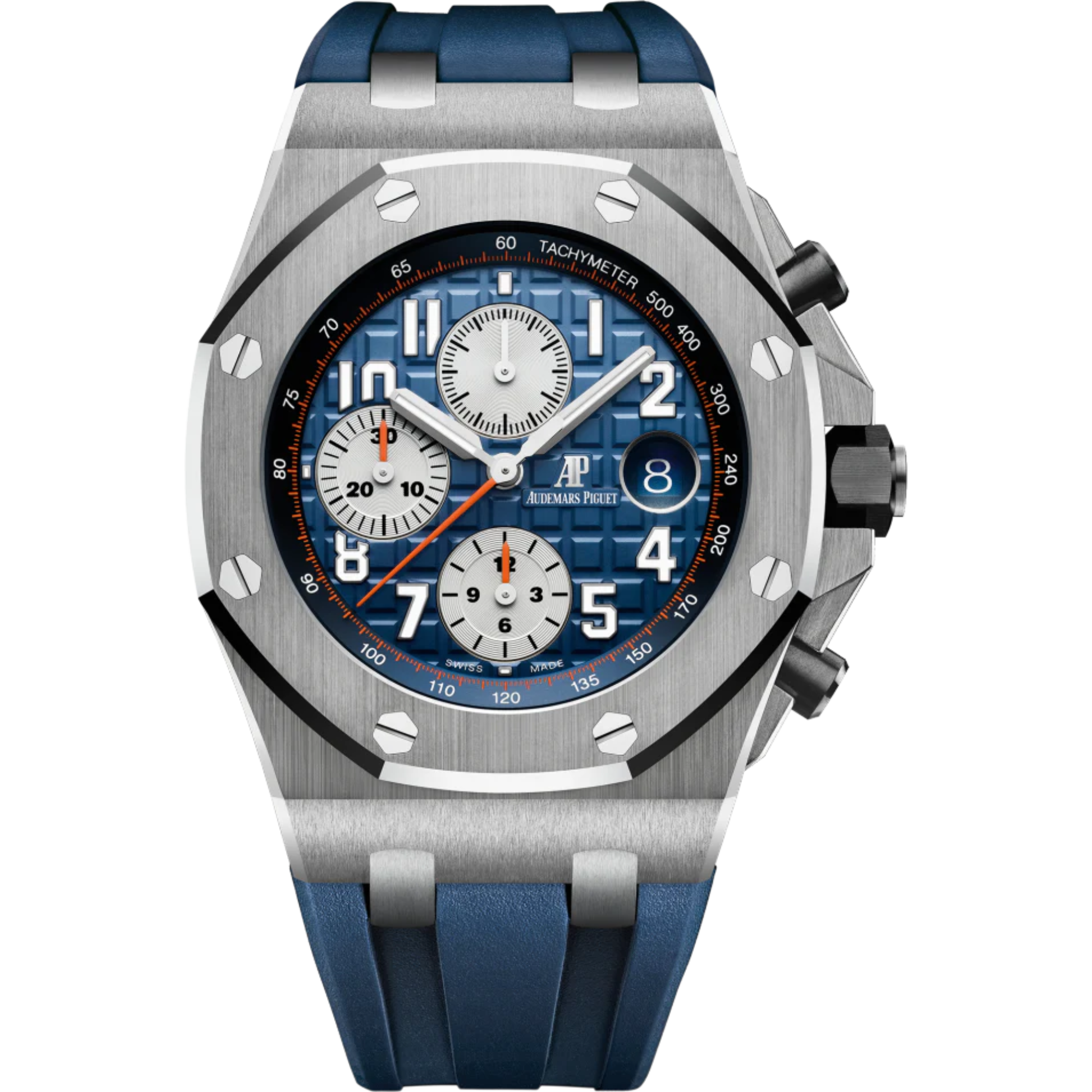 Royal Oak Offshore Chronograph 42MM Blue Rubber Strap Blue Dial With Méga Tapisserie Pattern Stainless Steel Case - Audemars Piguet