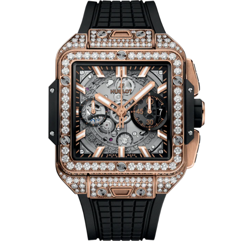 SQUARE BANG 42 MM UNICO KING GOLD PAVÉ - Hublot