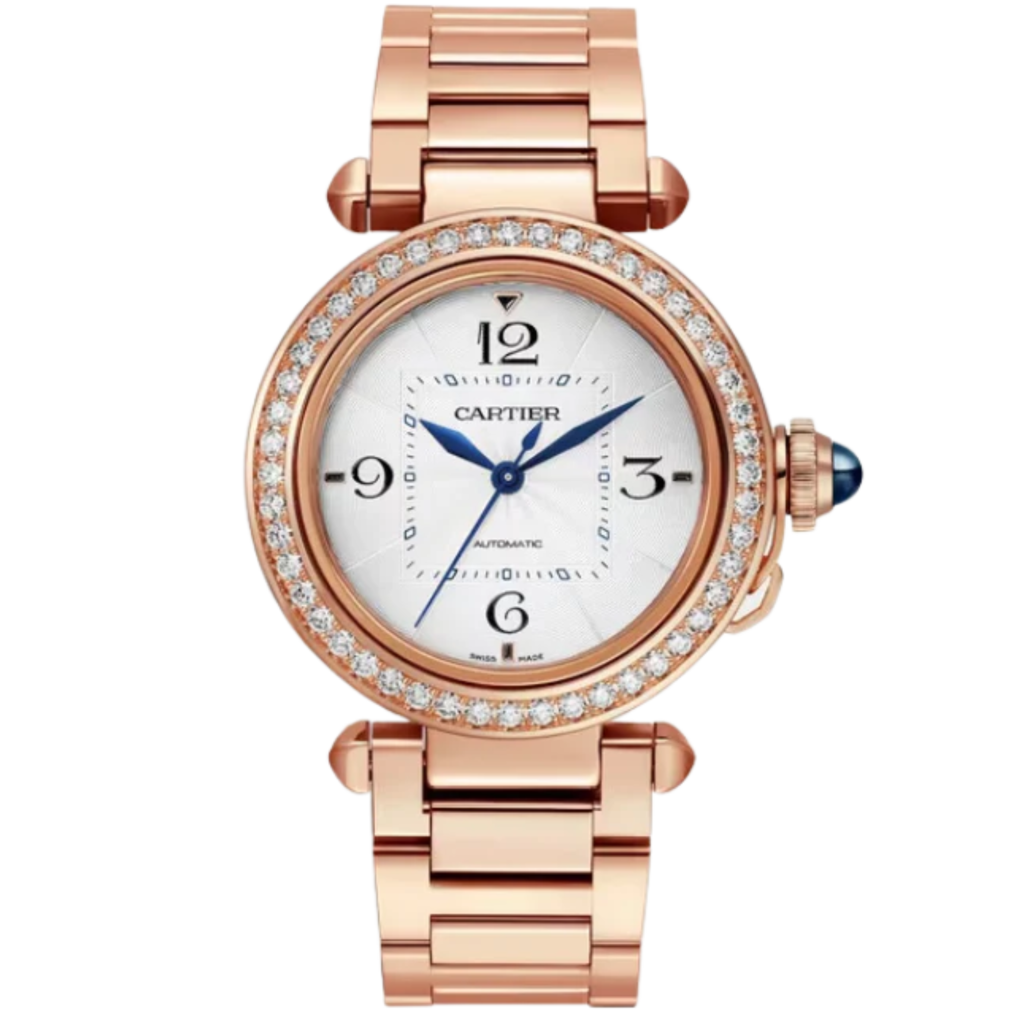 PASHA DE CARTIER 35 MM 18K ROSE GOLD WITH SILVER FLINQUE DIAL - Cartier