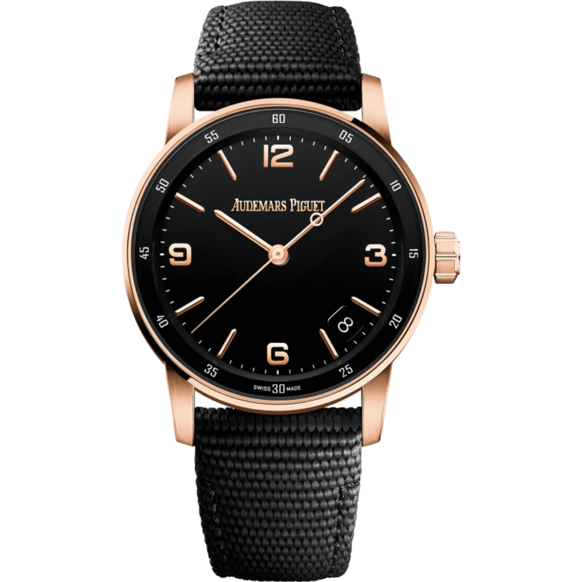 Code 11.59 by Audemars Piguet 41mm Black Rubber-Coated Strap Lacquered Black Dial 18-Carat Pink Gold Case - Audemars Piguet