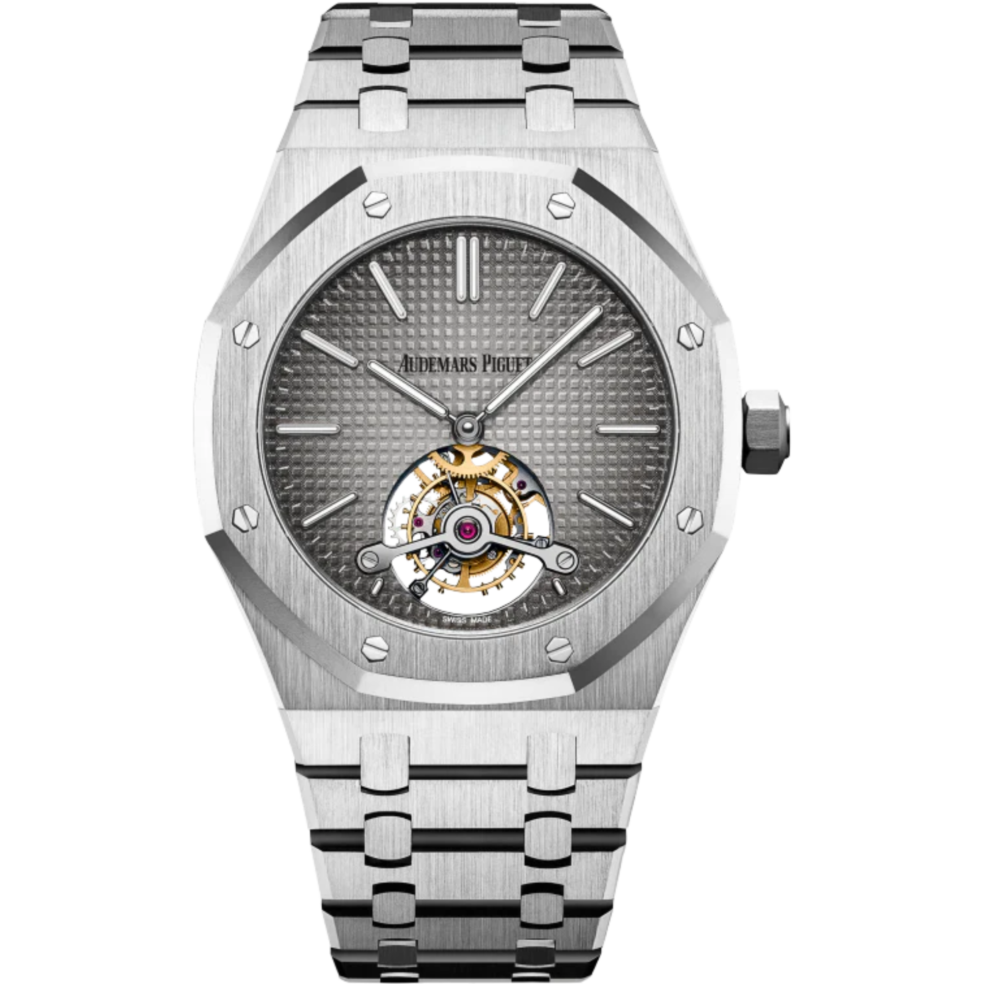 Royal Oak Tourbillon Extra-Thin 41MM 950 Platinum Bracelet Smoked Grey Dial With Petite Tapisserie Pattern 950 Platinum Case - Audemars Piguet