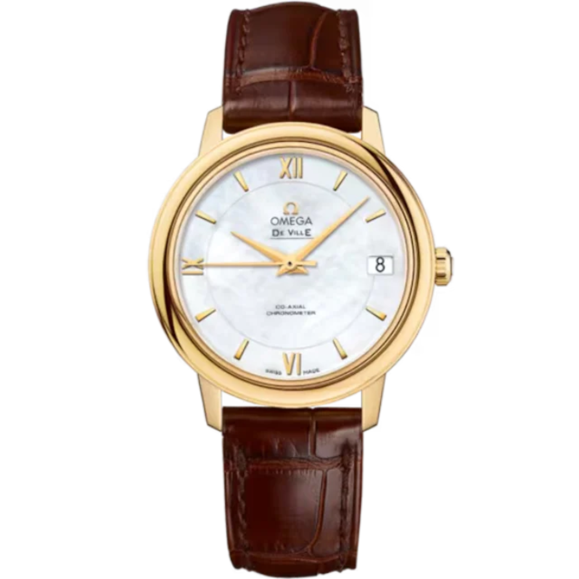 DE VILLE PRESTIGE 33 MM YELLOW GOLD WITH MOTHER OF PEARL DIAL - Omega