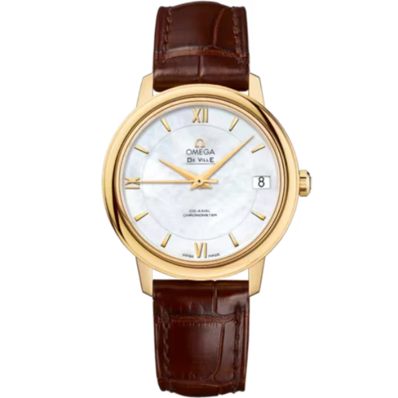 DE VILLE PRESTIGE 33 MM YELLOW GOLD WITH MOTHER OF PEARL DIAL - Omega