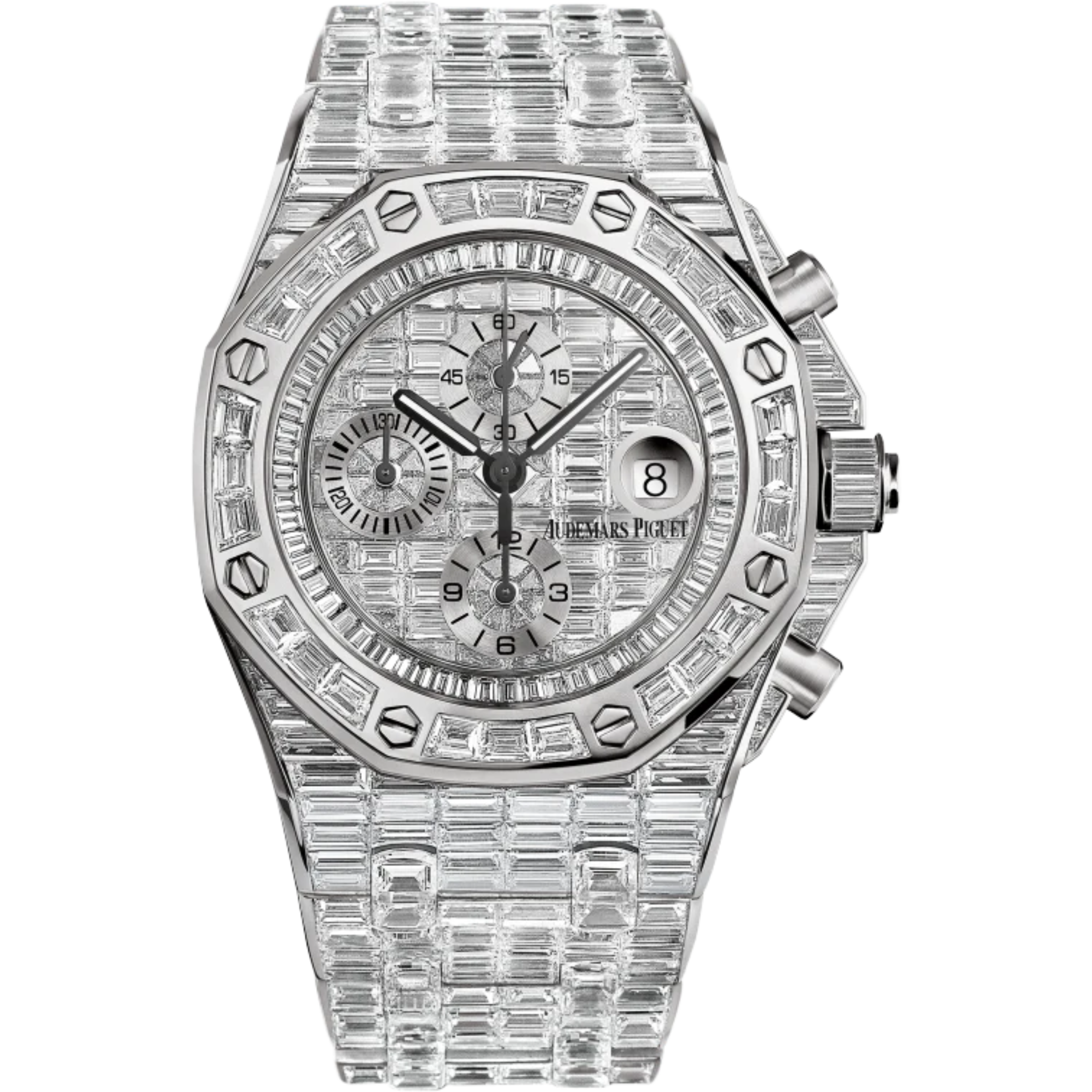 Royal Oak Offshore Selfwinding Chronograph 44MM 18-Carat White Gold Bracelet 18-Carat White Gold Dial 18-Carat White Gold Case and Bezel Entirely Set With  Baguette-Cut Diamonds - Audemars Piguet