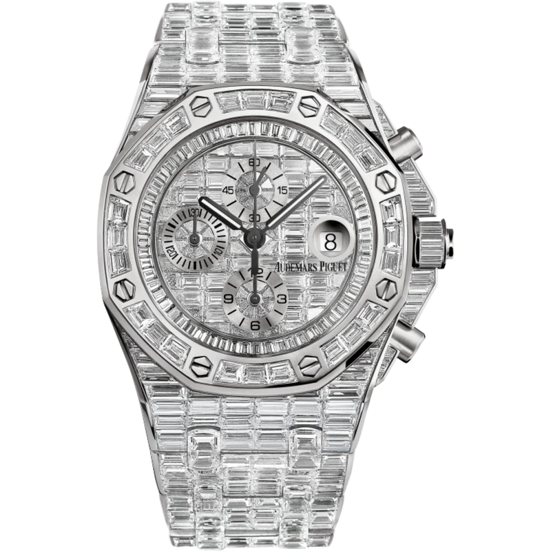 Royal Oak Offshore Selfwinding Chronograph 44MM 18-Carat White Gold Bracelet 18-Carat White Gold Dial 18-Carat White Gold Case and Bezel Entirely Set With  Baguette-Cut Diamonds - Audemars Piguet