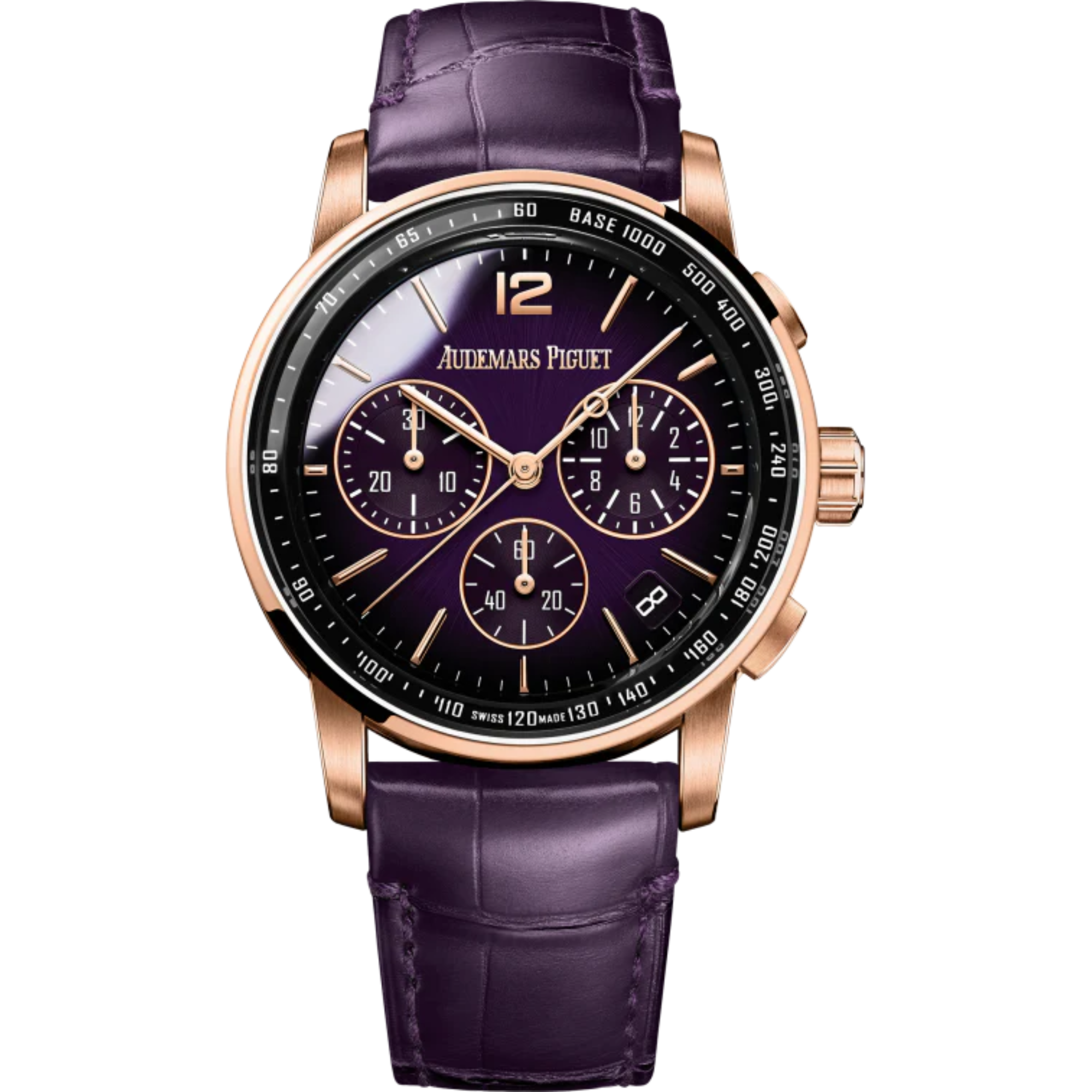 Code 11.59 by Audemars Piguet 41mm Purple Alligator Strap Smoked Lacquered Purple Dial With Sunray Pattern Base 18-carat pink gold case - Audemars Piguet