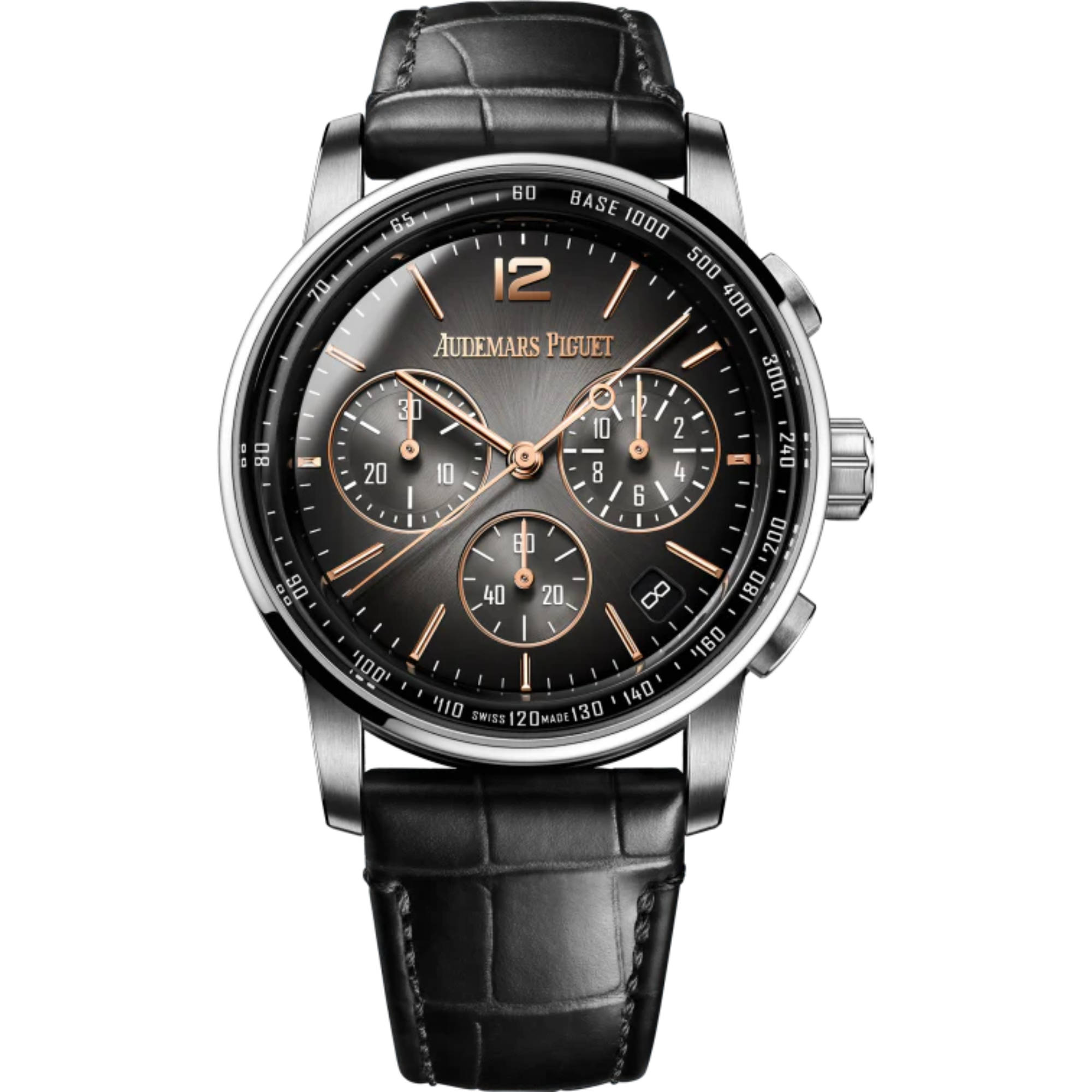 Code 11.59 by Audemars Piguet 41mm Black Alligator Strap Smoked Lacquered Grey Dial With Sunray Pattern Base White Gold Bezel - Audemars Piguet