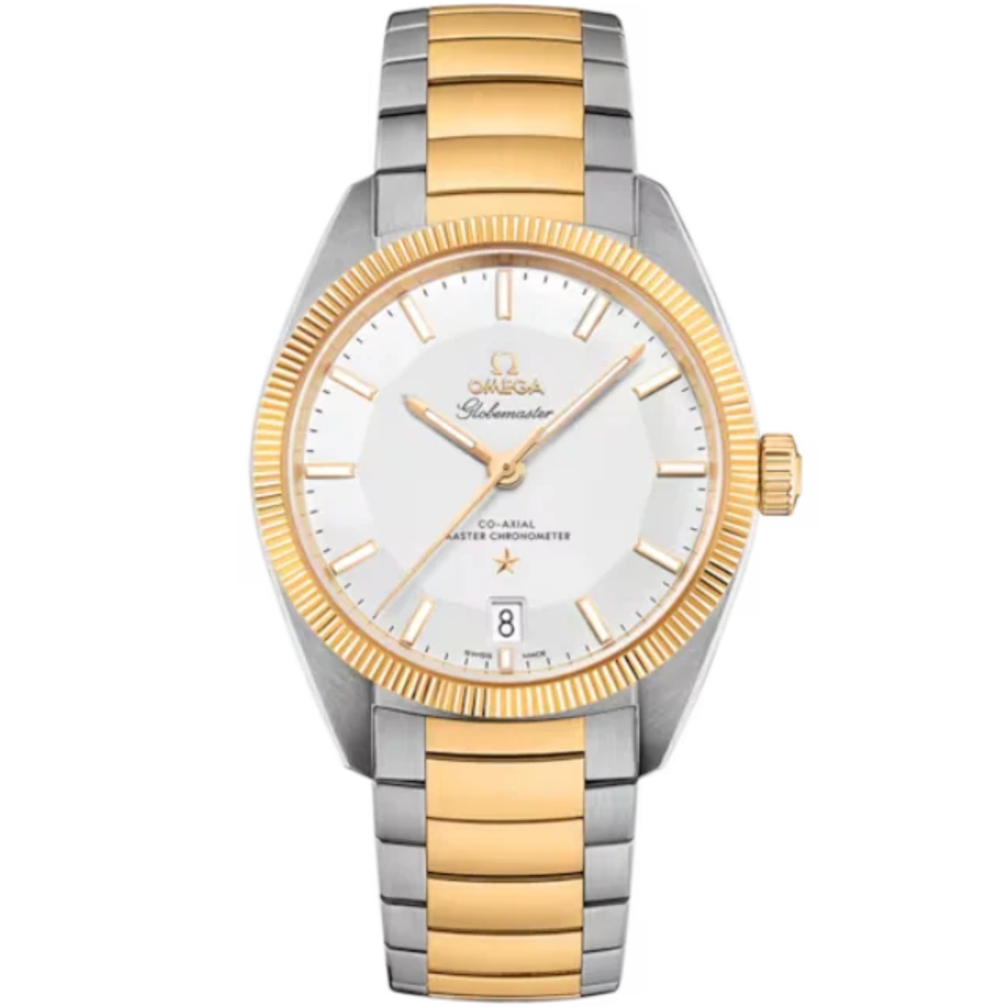 CONSTELLATION GLOBEMASTER 39 MM STAINLESS STEEL - YELLOW GOLD WITH SILVER DIAL - Omega