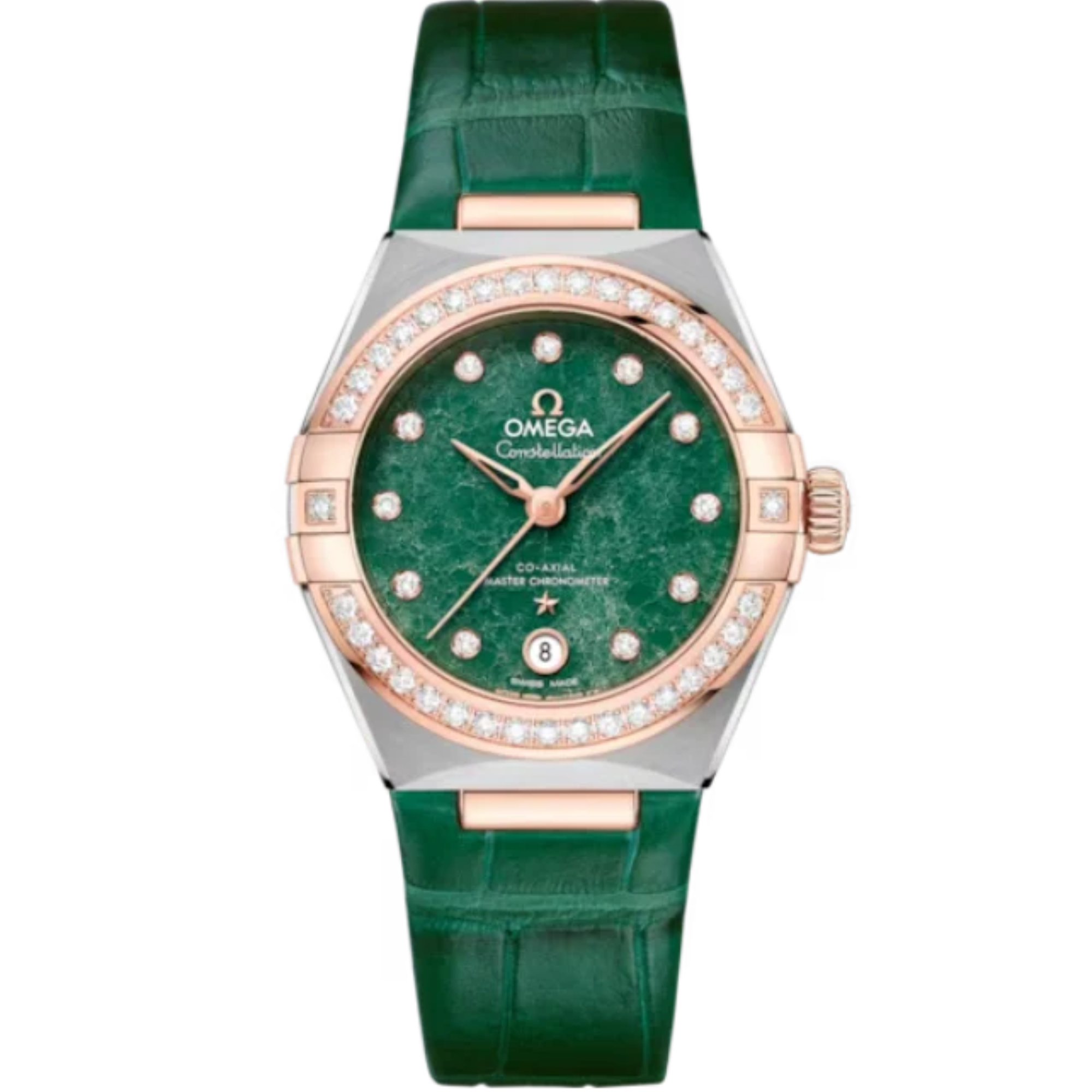 CONSTELLATION 29 MM STAINLESS STEEL - SEDNA™ GOLD WITH GREEN DIAL - Omega