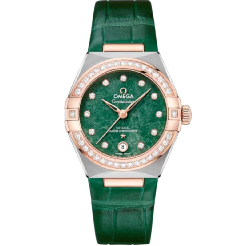 CONSTELLATION 29 MM STAINLESS STEEL - SEDNA™ GOLD WITH GREEN DIAL - Omega