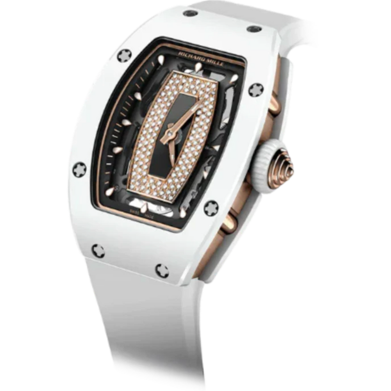 RM 07-01 White Ceramic Rubber Strap Red Gold and White Ceramic Case - Richard Mille