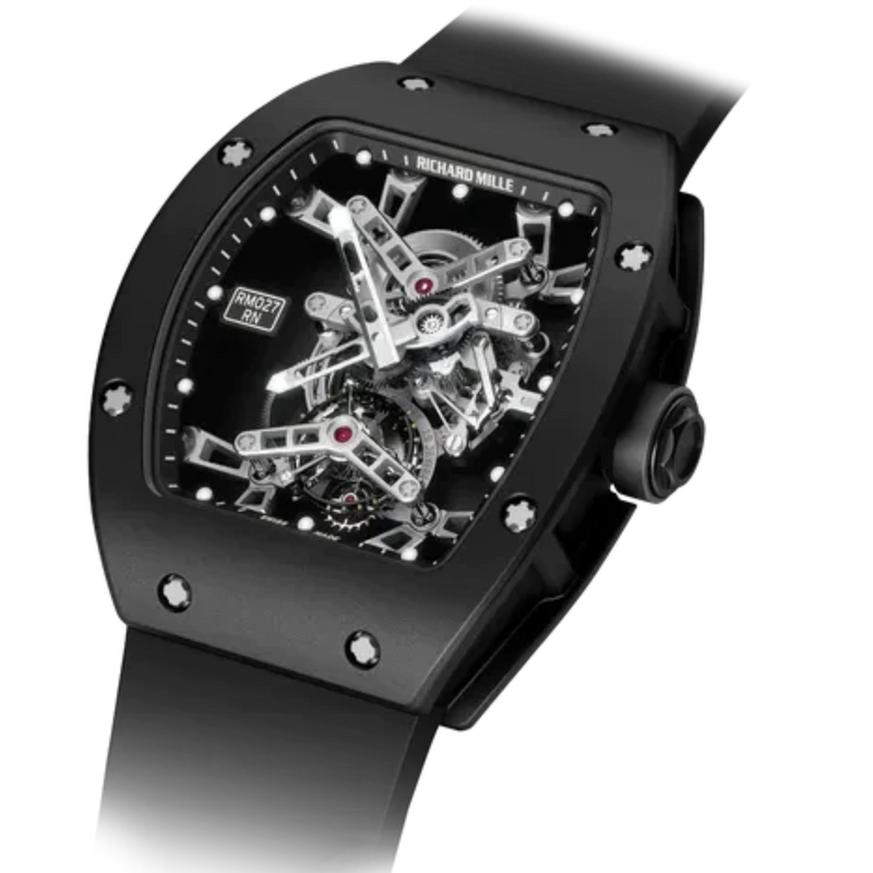 RM 027 Tourbillon Rafael Nadal Black Strap Black Carbon Case - Richard Mille