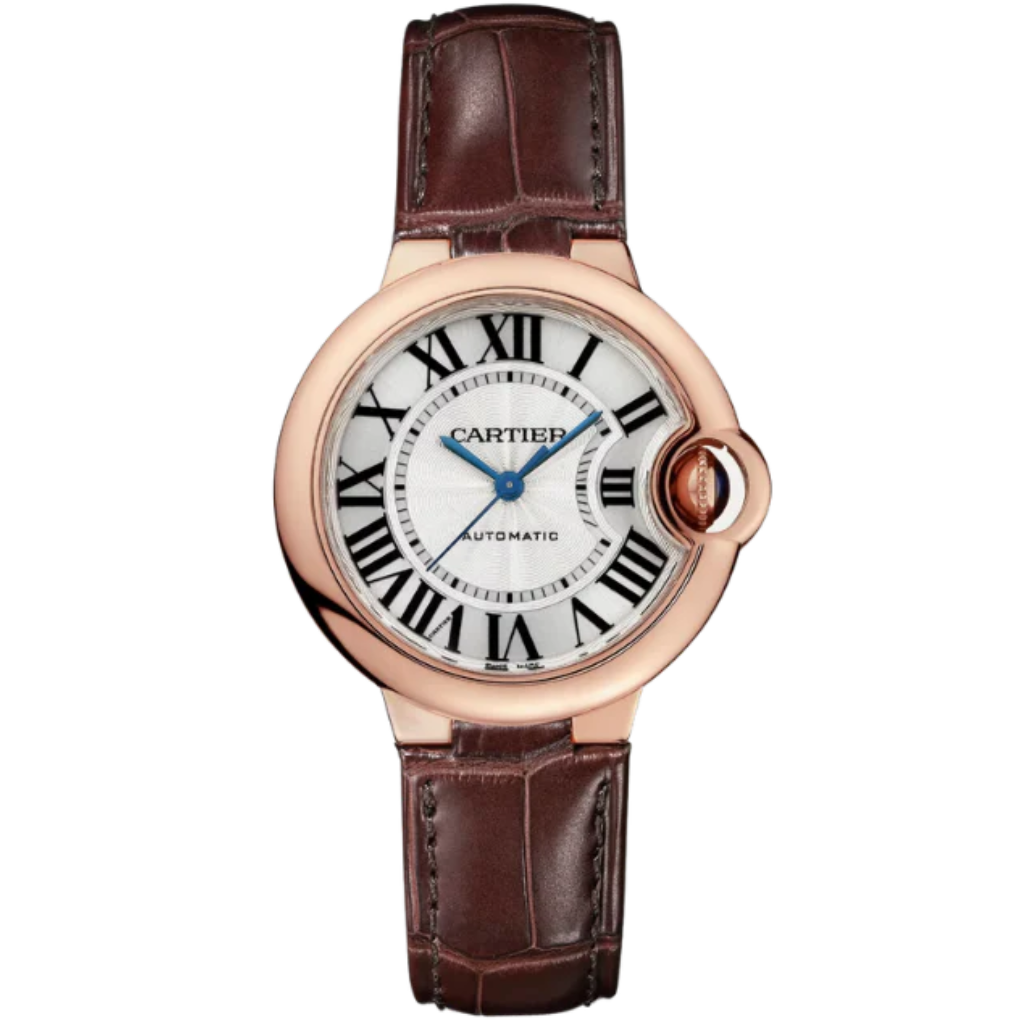 BALLON BLEU DE CARTIER 33 MM ROSE GOLD WITH SILVER GUILLOCHE LACQUER OPALINE DIAL - Cartier