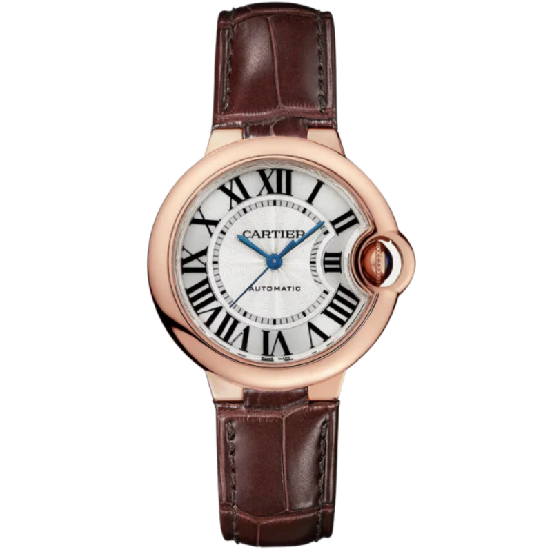 BALLON BLEU DE CARTIER 33 MM ROSE GOLD WITH SILVER GUILLOCHE LACQUER OPALINE DIAL - Cartier