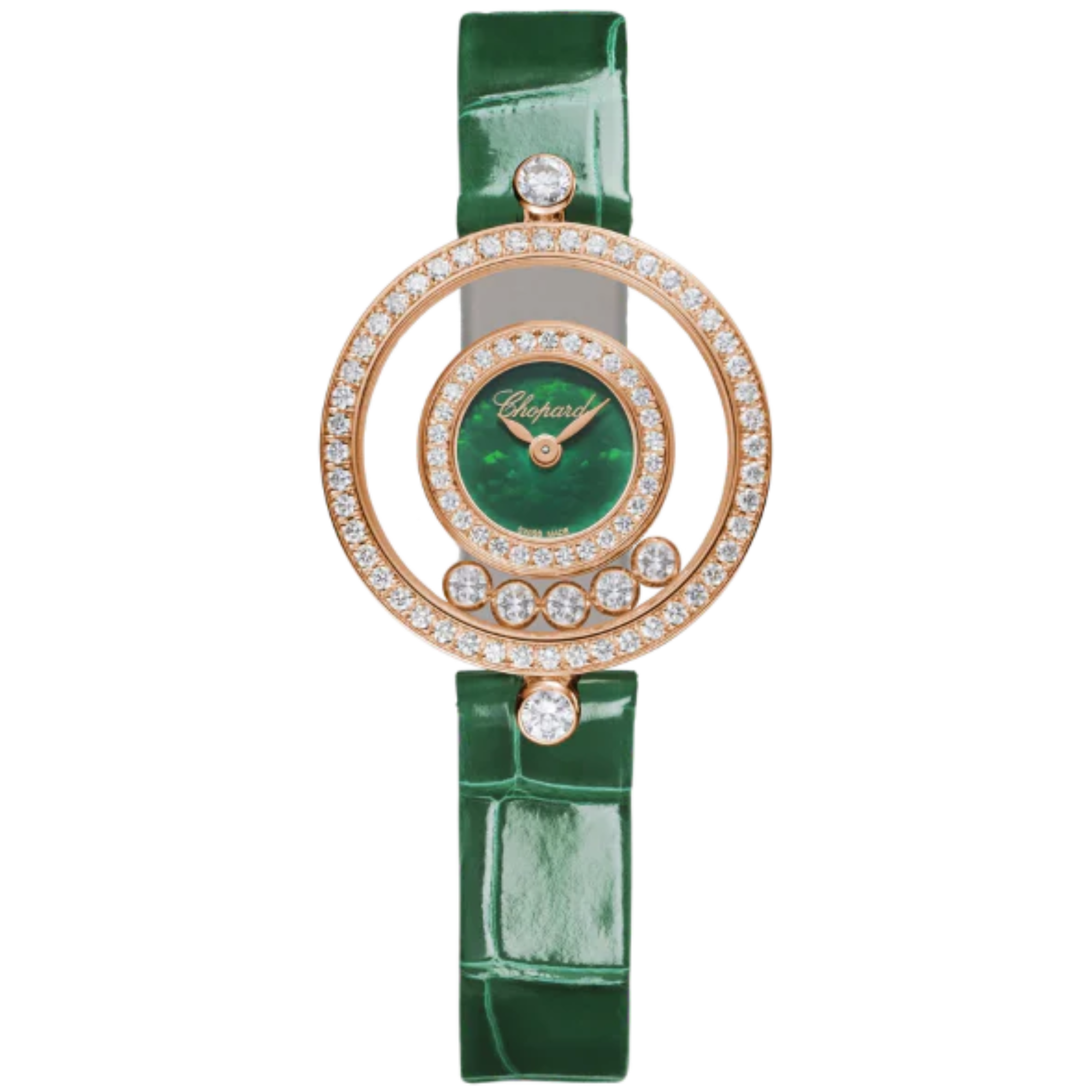 HAPPY DIAMONDS ICONS 26 MM ETHICAL ROSE GOLD WITH GREEN MOTHER OF PEARL DIAL - Chopard