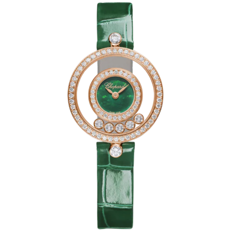 HAPPY DIAMONDS ICONS 26 MM ETHICAL ROSE GOLD WITH GREEN MOTHER OF PEARL DIAL - Chopard