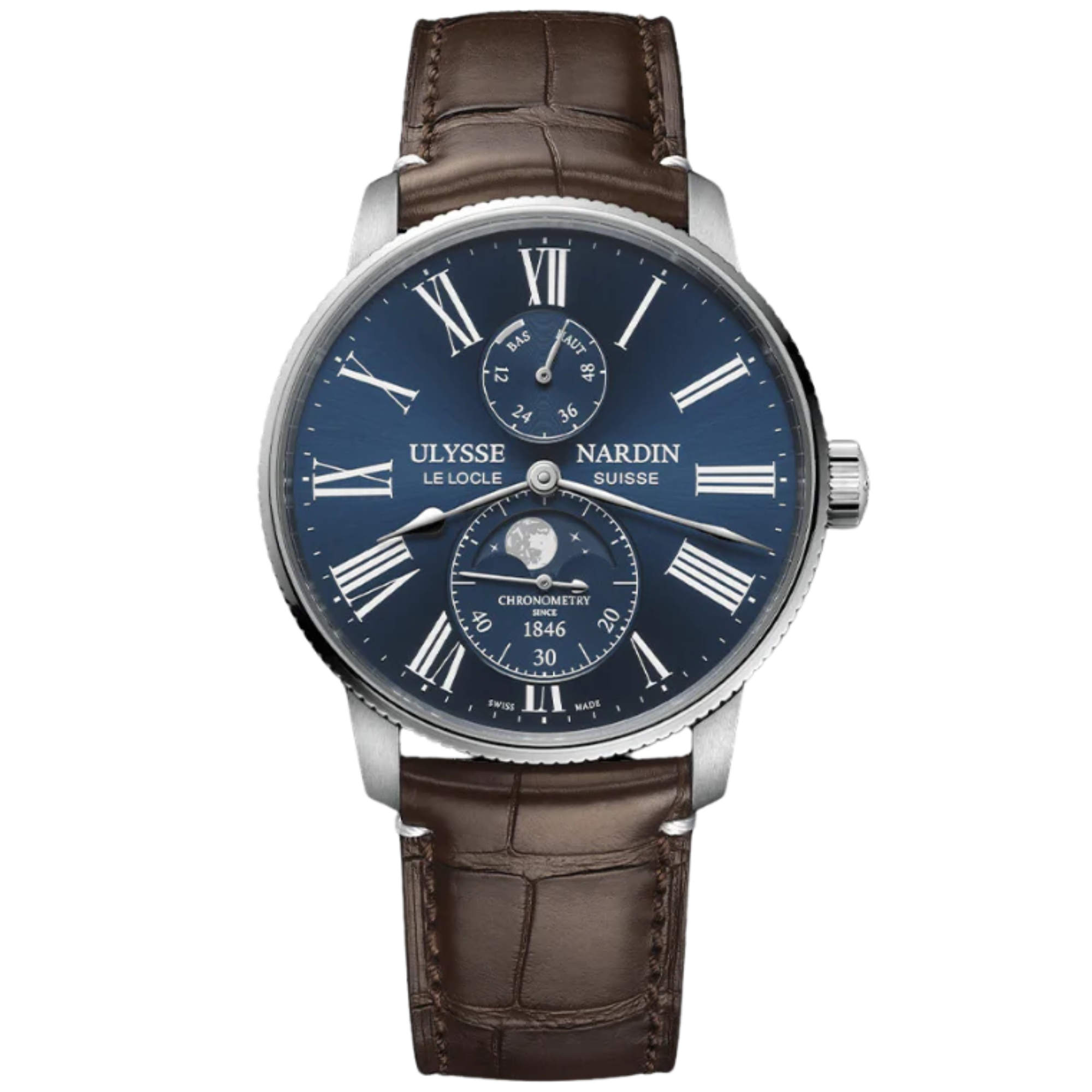 TORPILLEUR MOONPHASE 42 MM STAINLESS STEEL WITH BLUE DIAL - Ulysse Nardin
