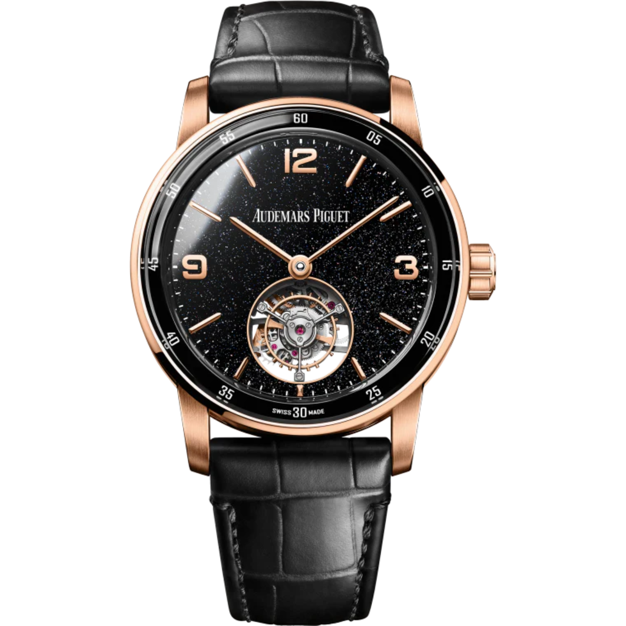 Code 11.59 by Audemars Piguet 41mm Black Alligator Strap Black Aventurine Anamel Dial black Lacquered Inner Bezel - Audemars Piguet